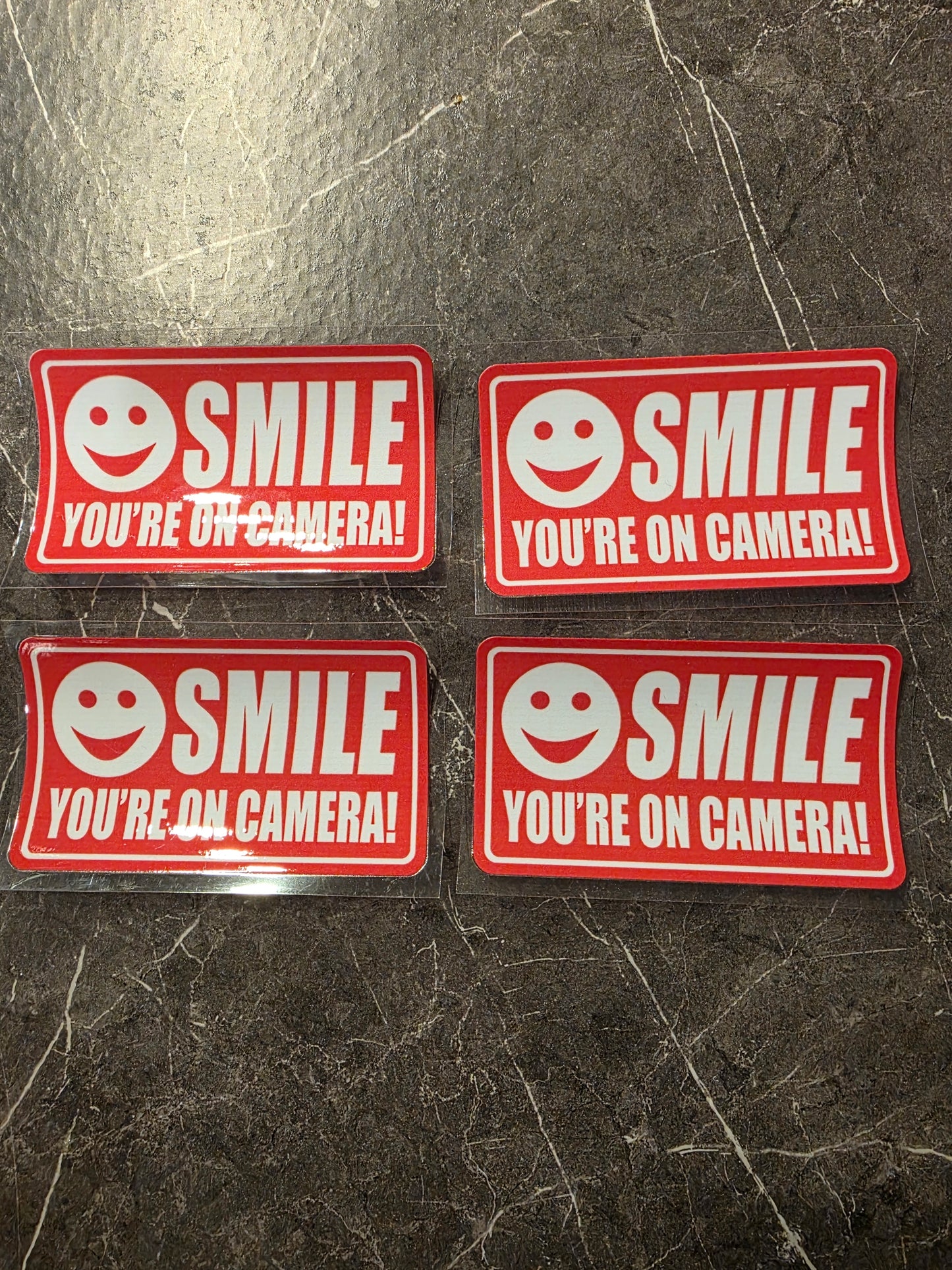 Smile You’re On Camera – 4x2.25 UV DTF Video Surveillance Warning Decal
