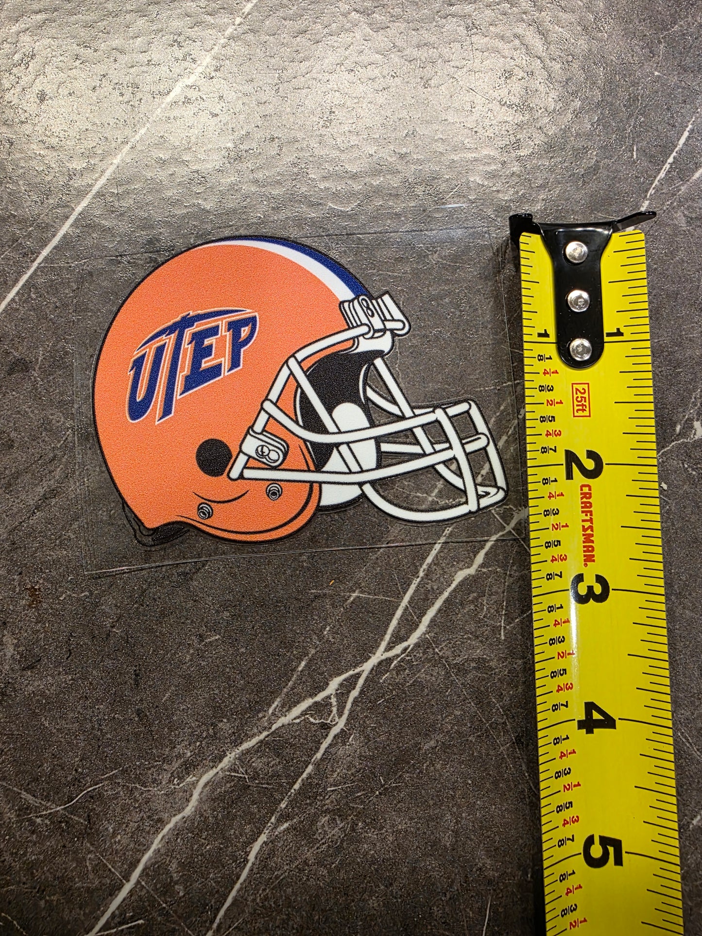 UTEP Miners Football Helmet Decal – Orange Helmet | UV DTF Transfer