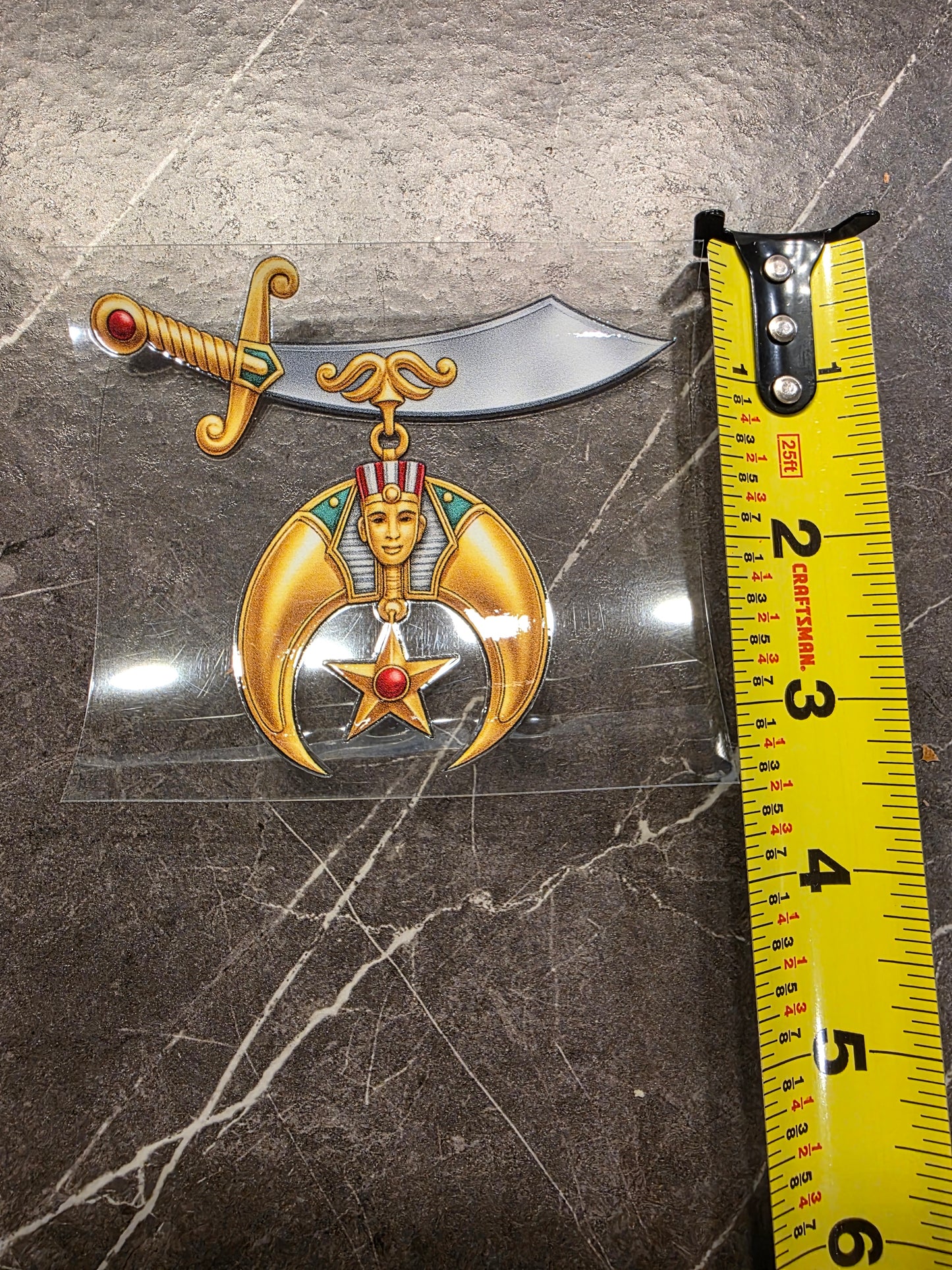 Shriner Crescent & Scimitar Decal – Gold Shrine Emblem | UV DTF Transfer