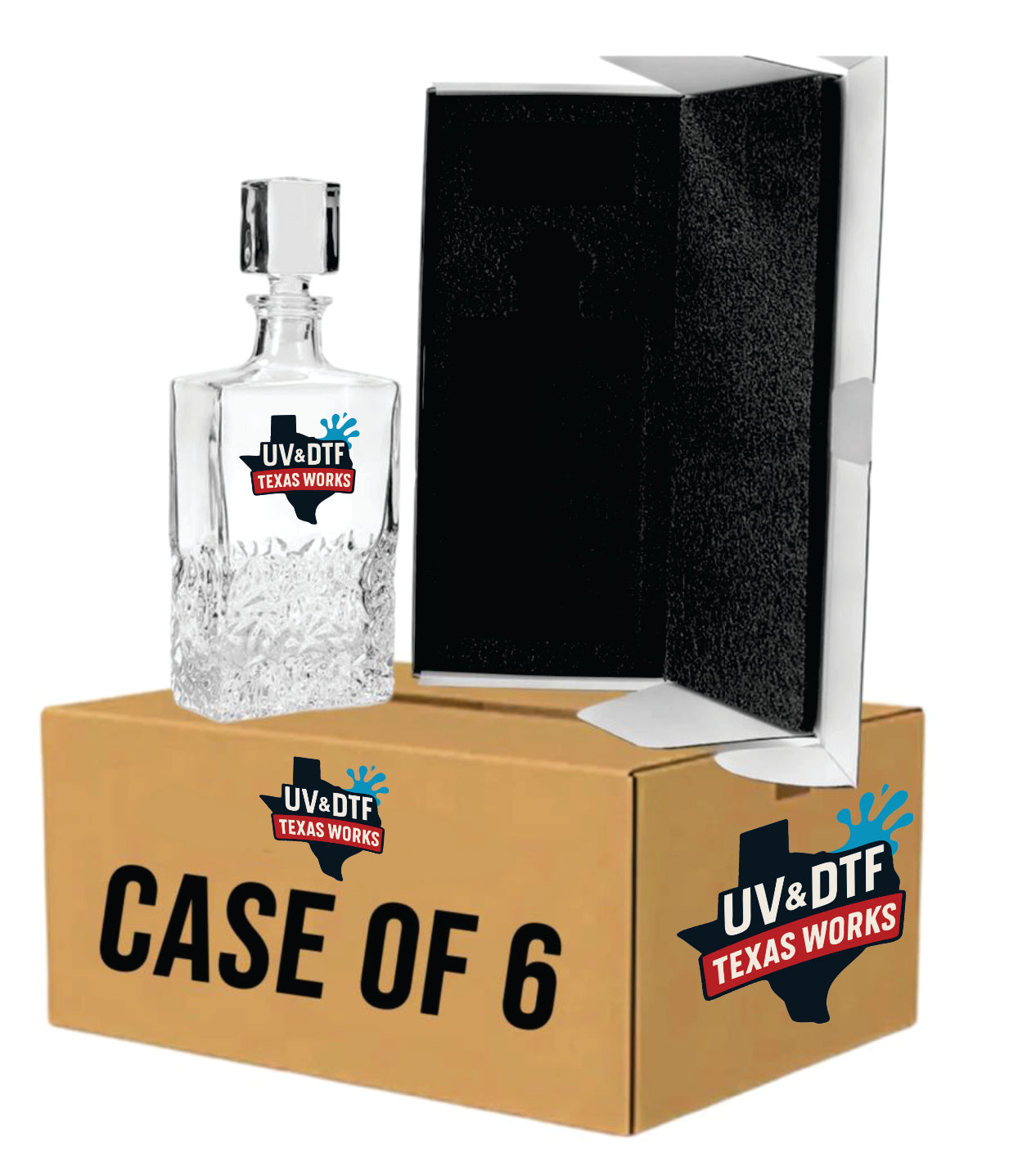 Whiskey Decanter 750mL Hammered/ Chiseled UV DTF printed