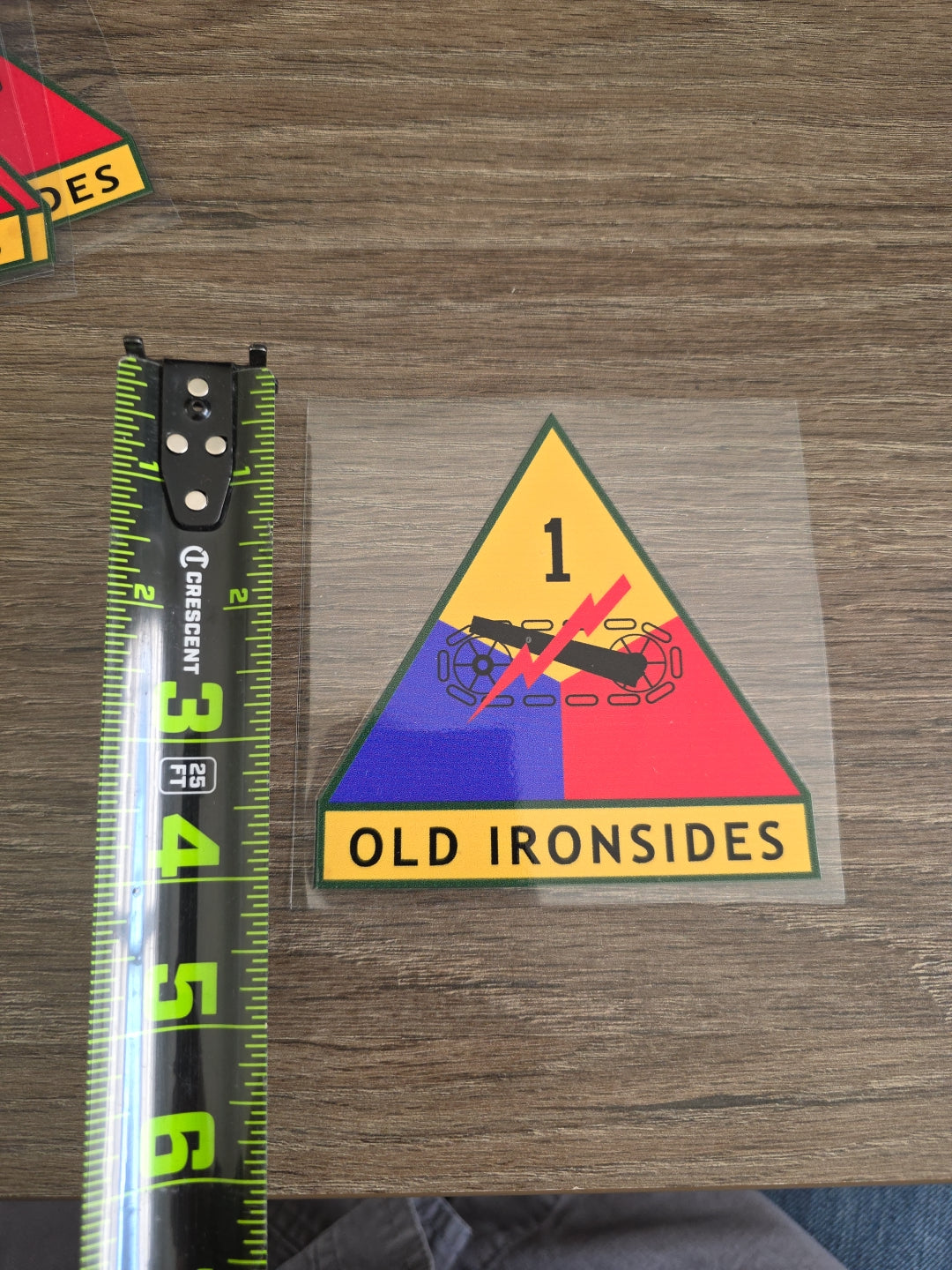 1st Armor Division Old Iron Sides Raised UV DTF Sticker Decal In Color 4in X 4in