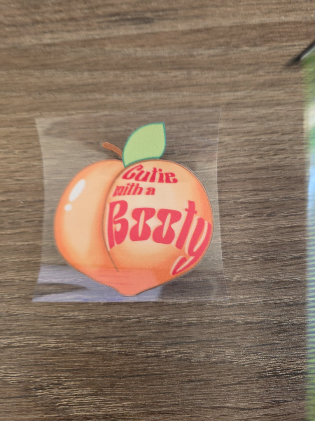 Cutie With A Booty Peach Emoji UV DTF Decal Sticker Waterproof USA Printed