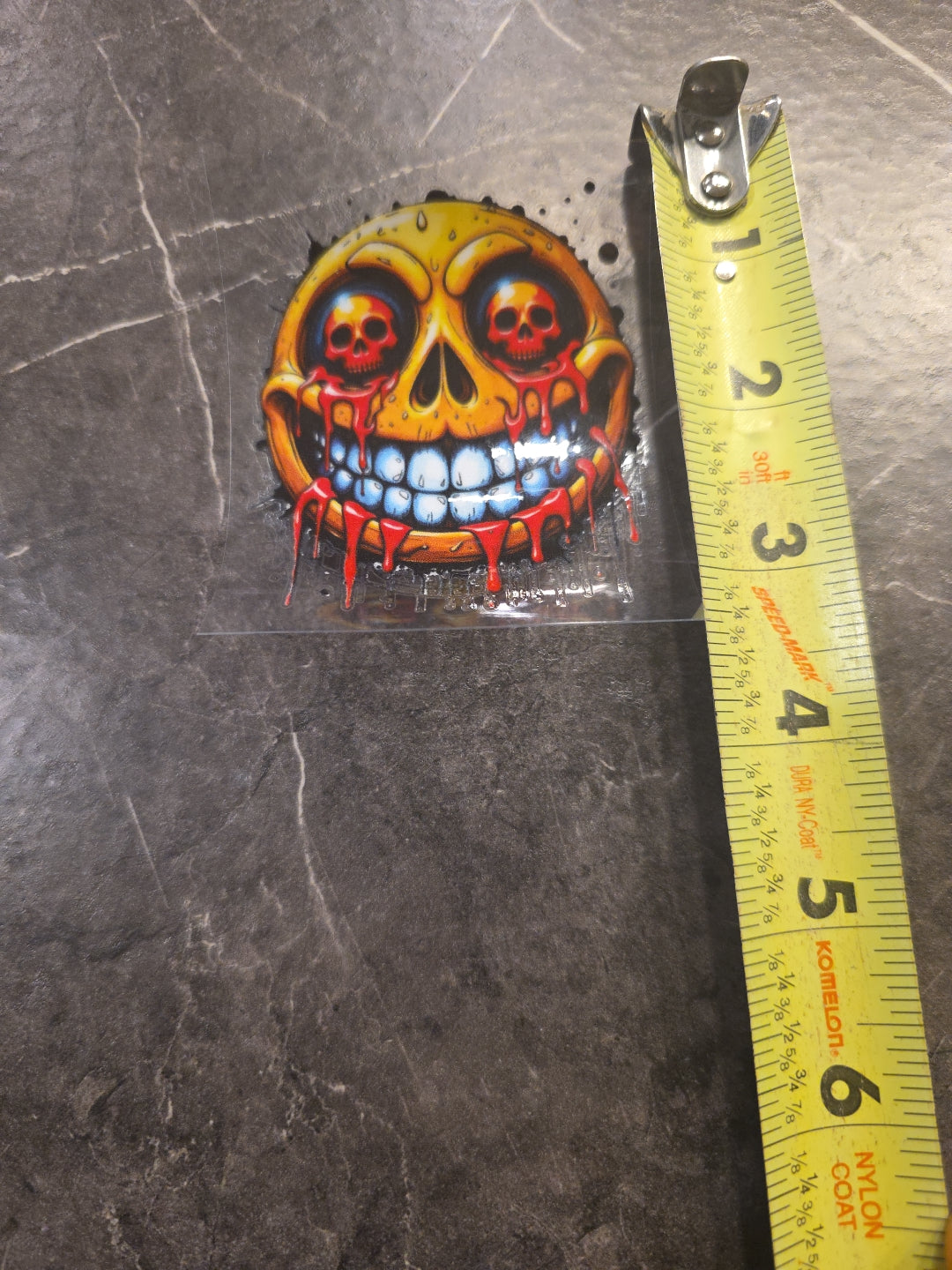 Evil Smile Skull Eyes Smiley Face UVDTF Raised Decal STICKER Waterproof Color