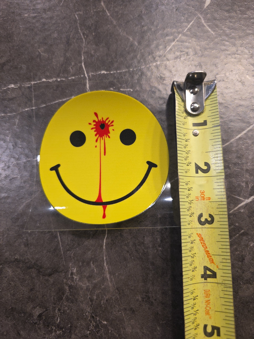 Smiley Face Head Shot Blood UVDTF Raised Decal Sticker Waterproof Full Color