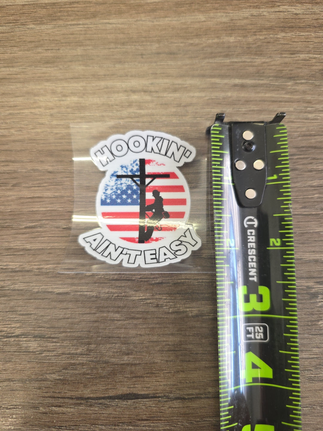 Hookin’ Ain’t Easy Lineman Decal – UV DTF Hard Hat Sticker