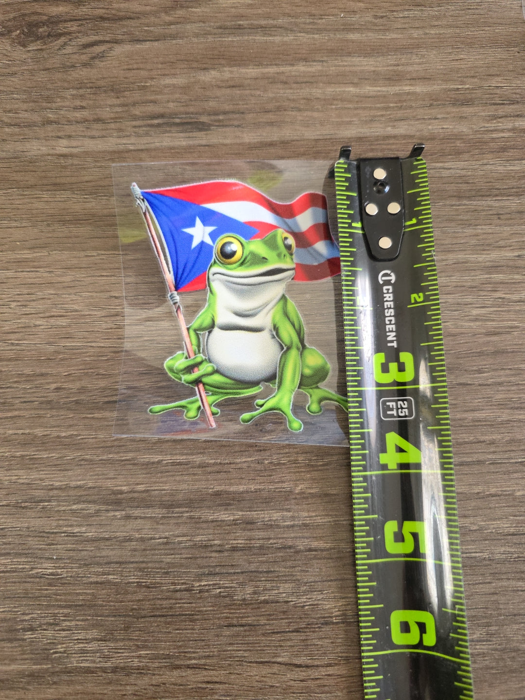 Puerto Rico Coquí Frog UV DTF Transfer – Boricua Pride Flag Design for Hard Surfaces