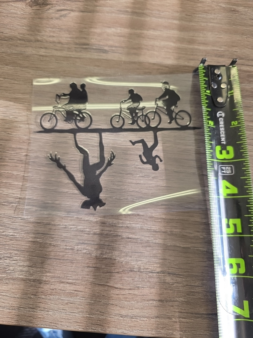 Stranger Things Upside Down Silhouette UV DTF Transfer – Bike Scene Shadow Design for Hard Surfaces