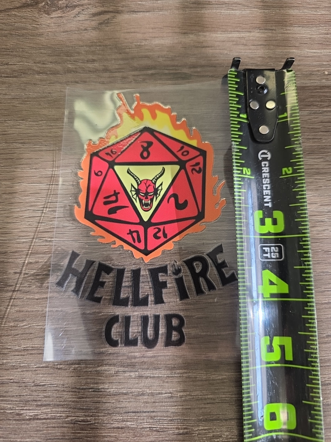 Stranger Things Hellfire Club UV DTF Transfer – D20 Dice Design for Hard Surfaces