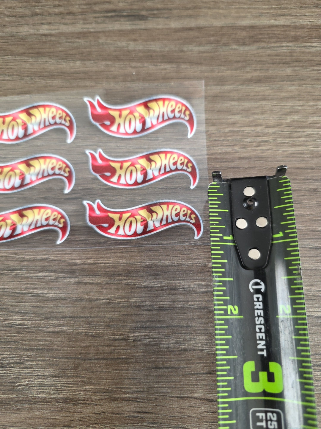 6pk Hot Wheels Metallic Print Logo 2in x .5