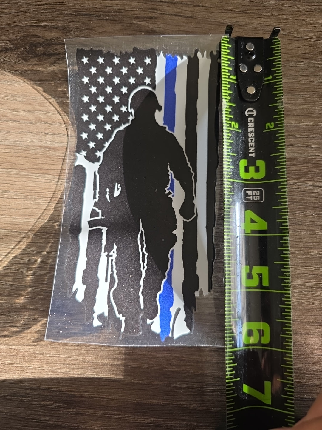 American Flag Distressed tactical silloutte UV DTF Decal Sticker