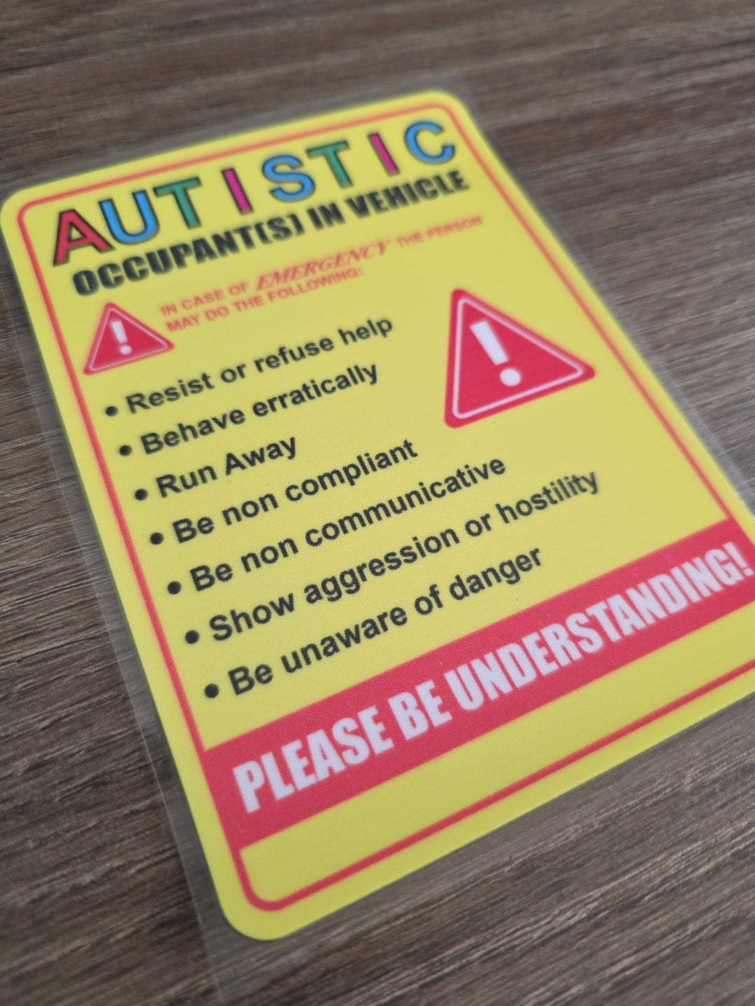 Autism Occupant In Vehicle UV DTF Decal – Waterproof, Permanent