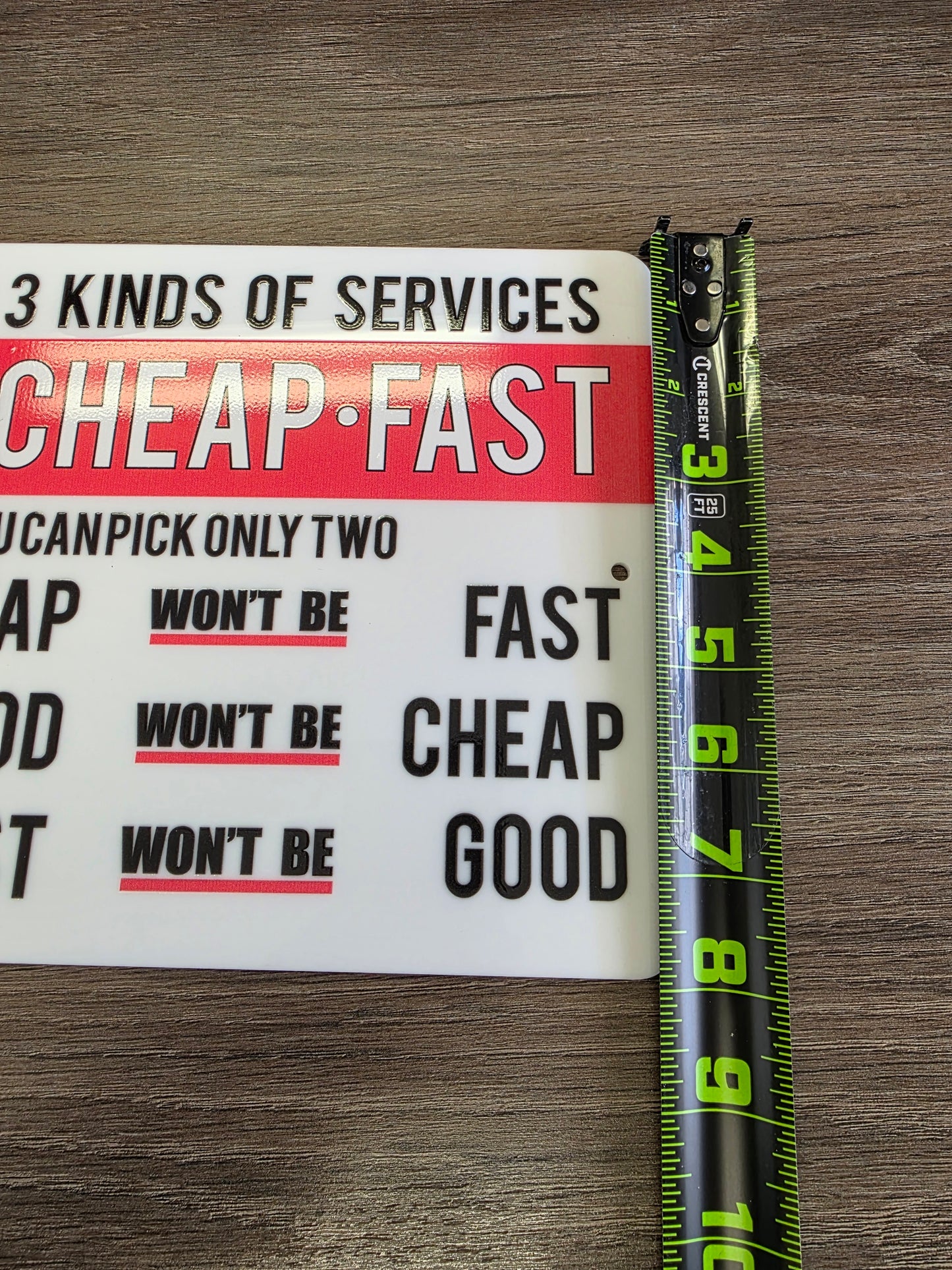 Cheap Fast Good – Funny Sign | Man Cave Acrylic Sign