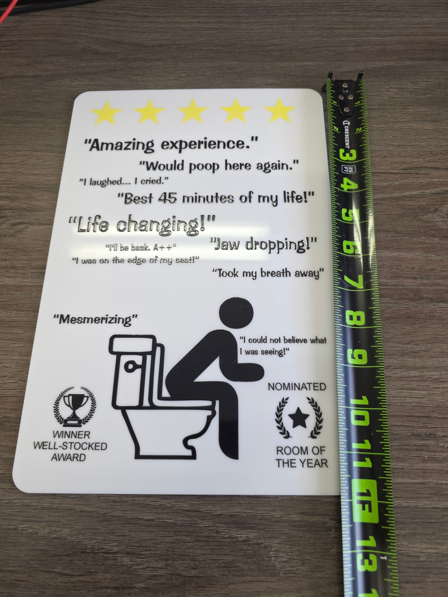 5 Star Bathroom Sign– Funny Sign | Office Humor Acrylic Security Sign