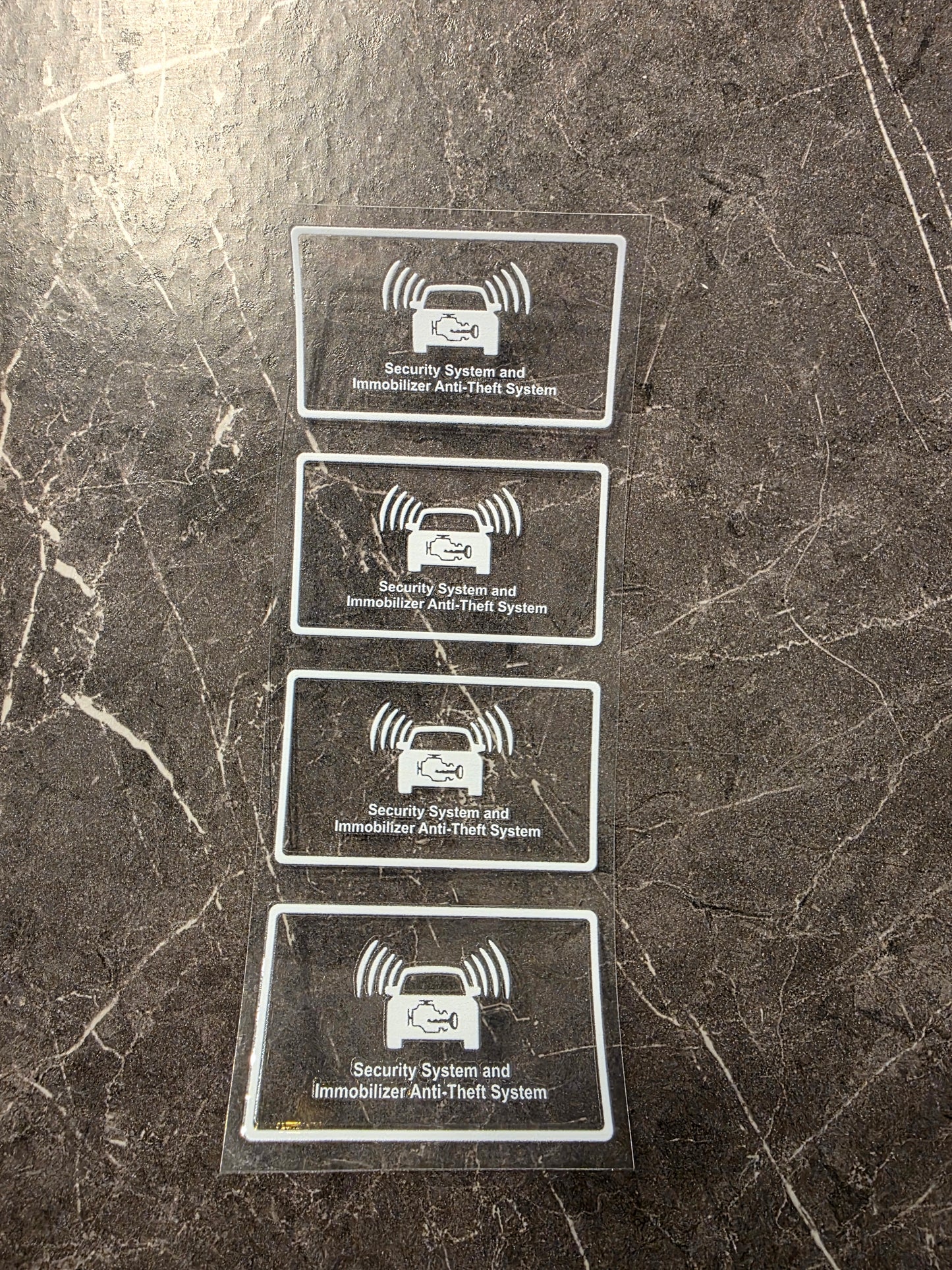 4 Pack Security System Immobilizer – Clear UV DTF Security Decals for Vehicle Windows