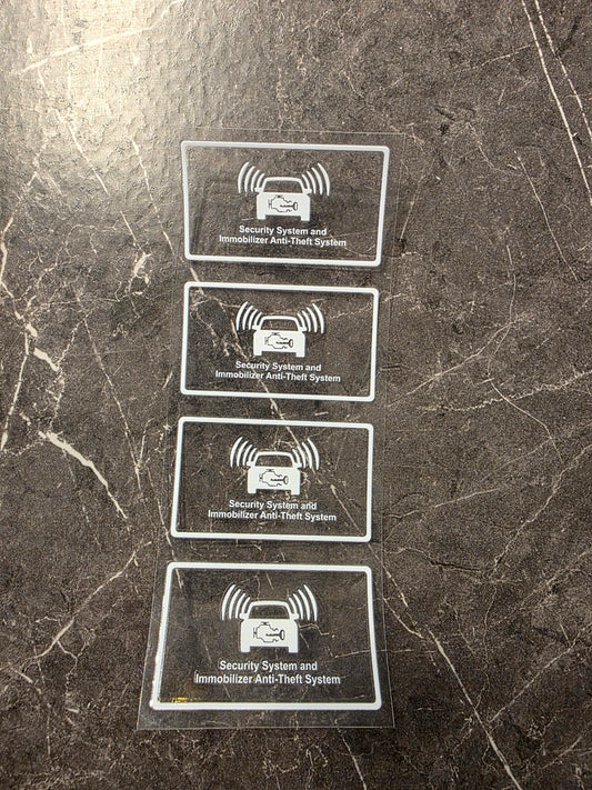 4 Pack Security System Immobilizer – Clear UV DTF Security Decals for Vehicle Windows