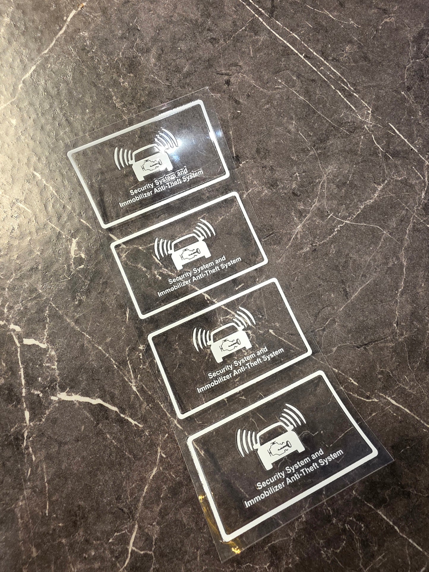 4 Pack Security System Immobilizer – Clear UV DTF Security Decals for Vehicle Windows