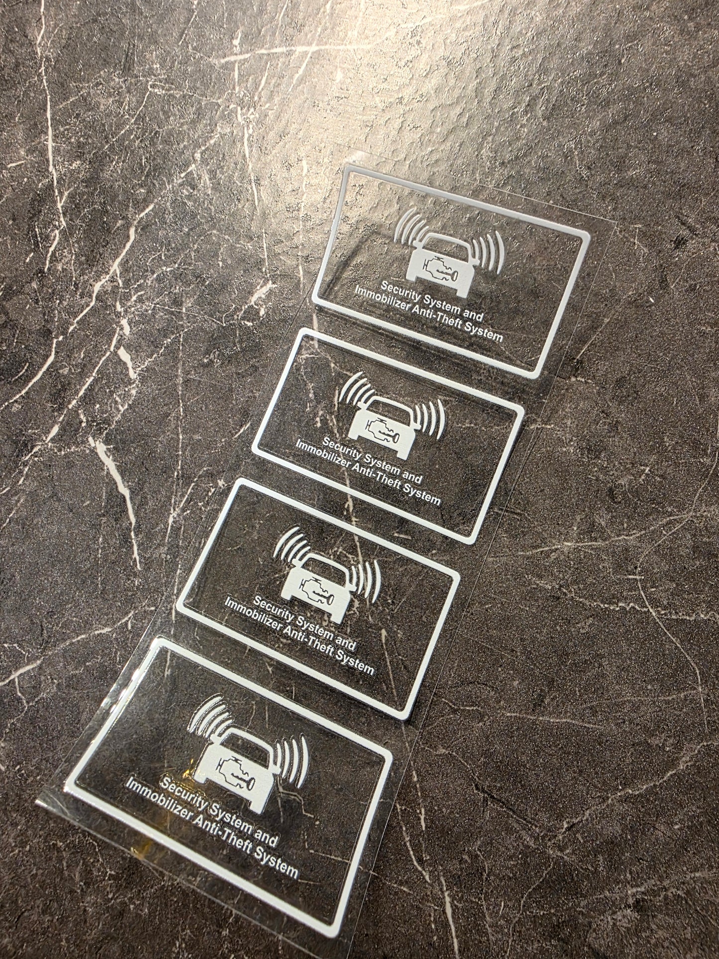 4 Pack Security System Immobilizer – Clear UV DTF Security Decals for Vehicle Windows