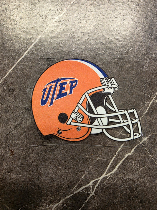 UTEP Miners Football Helmet Decal – Orange Helmet | UV DTF Transfer