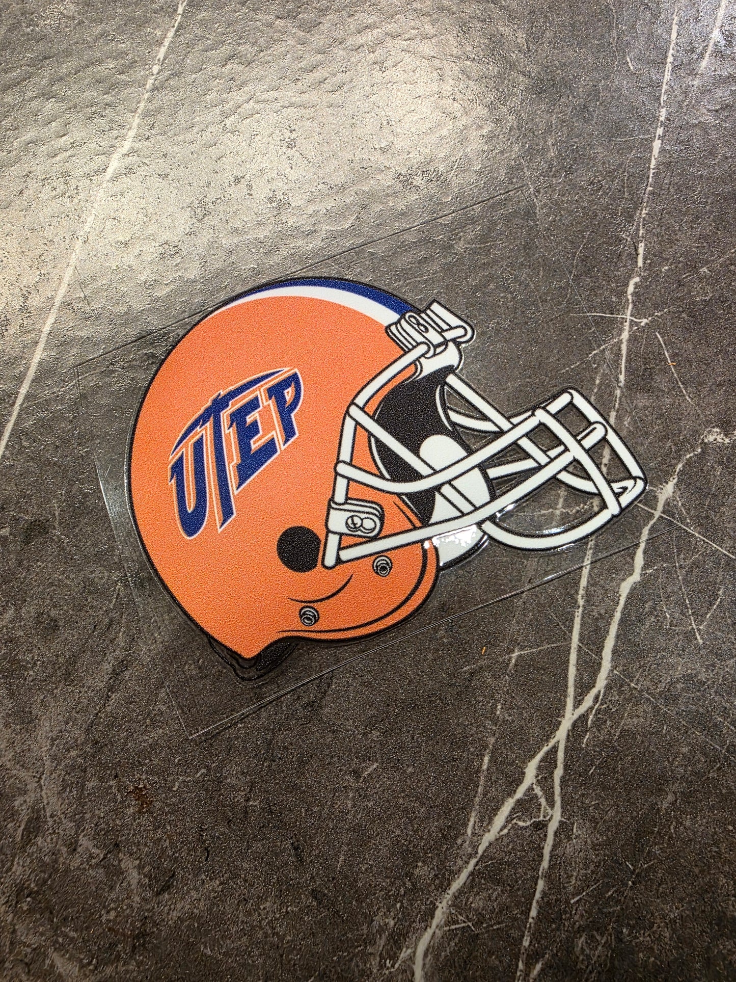 UTEP Miners Football Helmet Decal – Orange Helmet | UV DTF Transfer