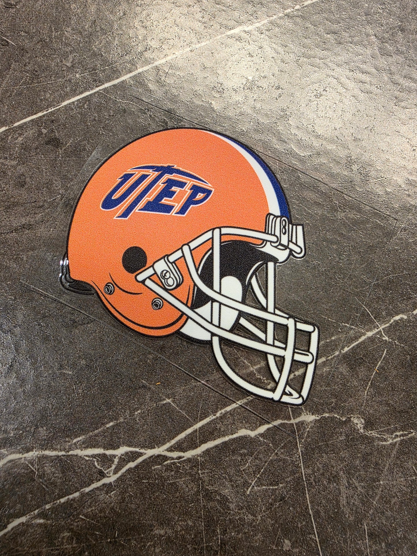 UTEP Miners Football Helmet Decal – Orange Helmet | UV DTF Transfer