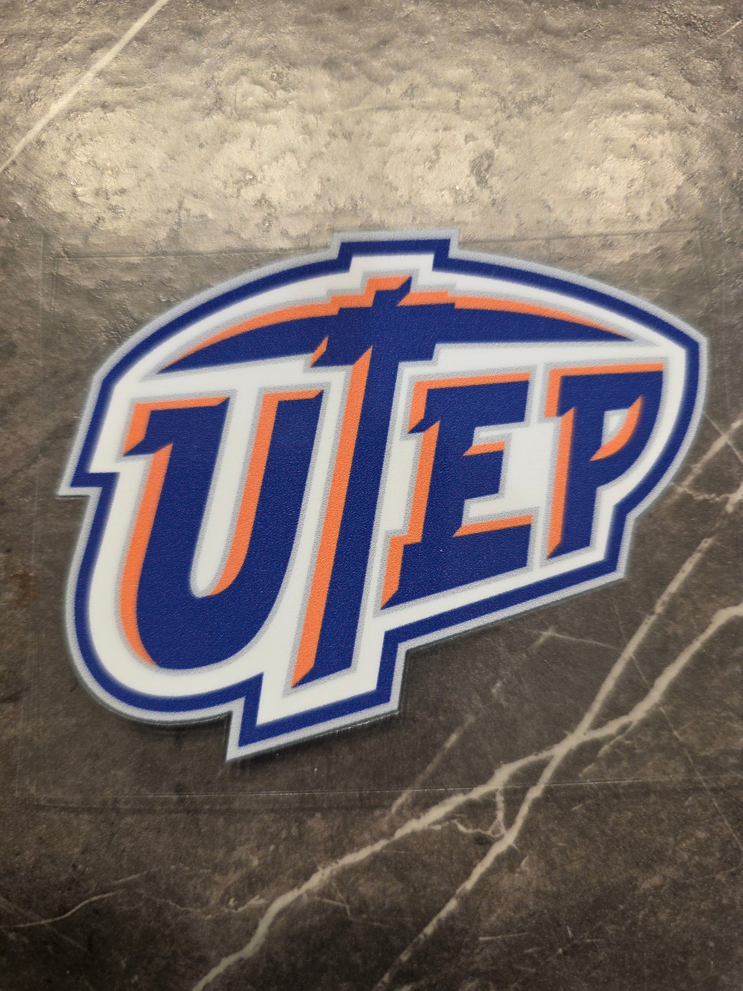 UTEP Miners Wordmark Decal – Blue & Orange Logo | UV DTF Transfer