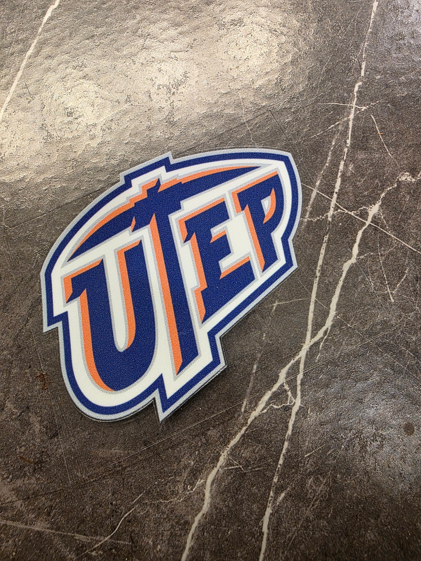 UTEP Miners Wordmark Decal – Blue & Orange Logo | UV DTF Transfer