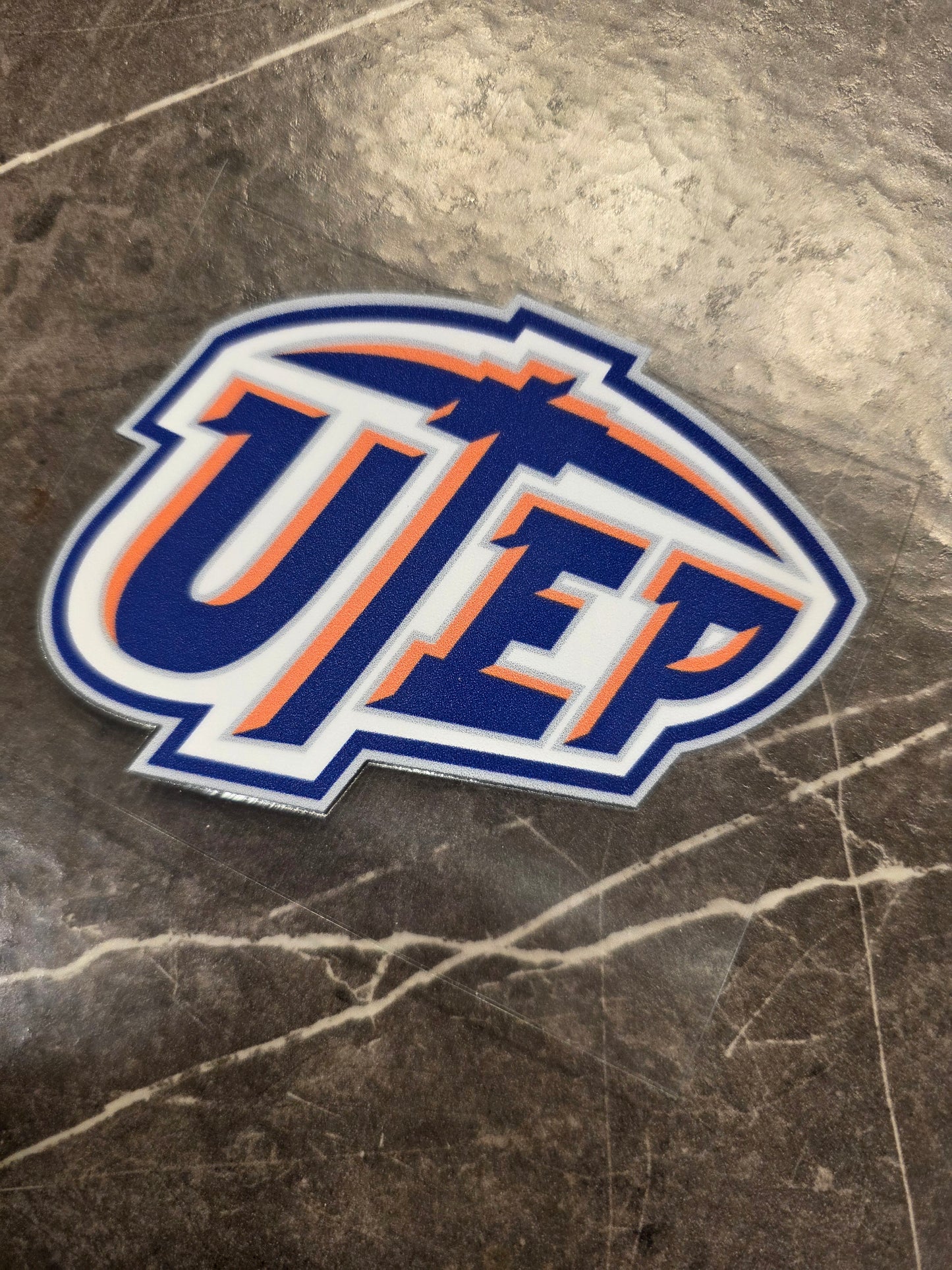 UTEP Miners Wordmark Decal – Blue & Orange Logo | UV DTF Transfer