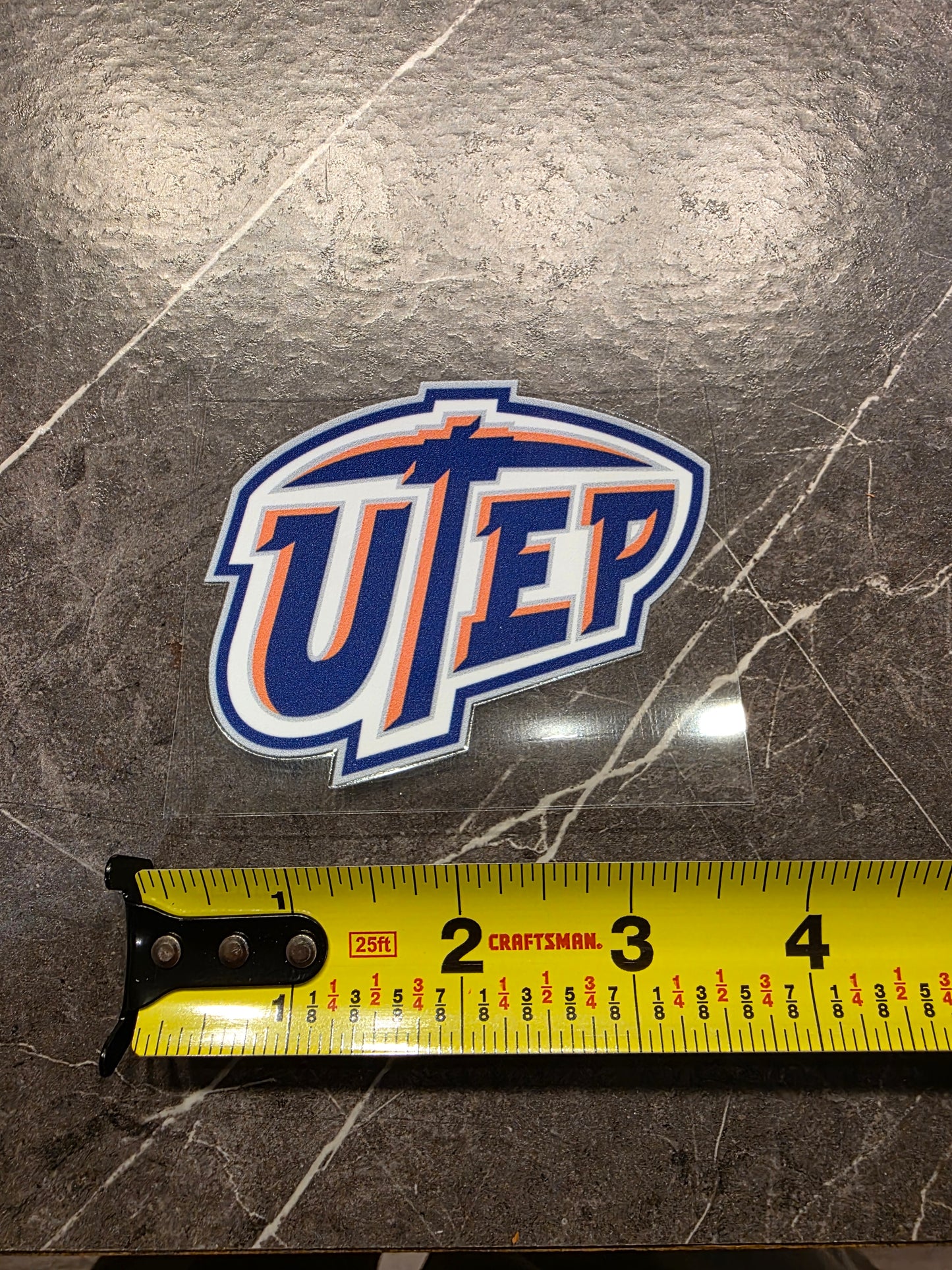 UTEP Miners Wordmark Decal – Blue & Orange Logo | UV DTF Transfer