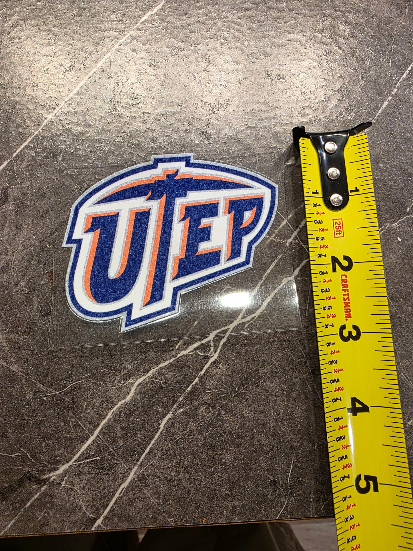 UTEP Miners Wordmark Decal – Blue & Orange Logo | UV DTF Transfer