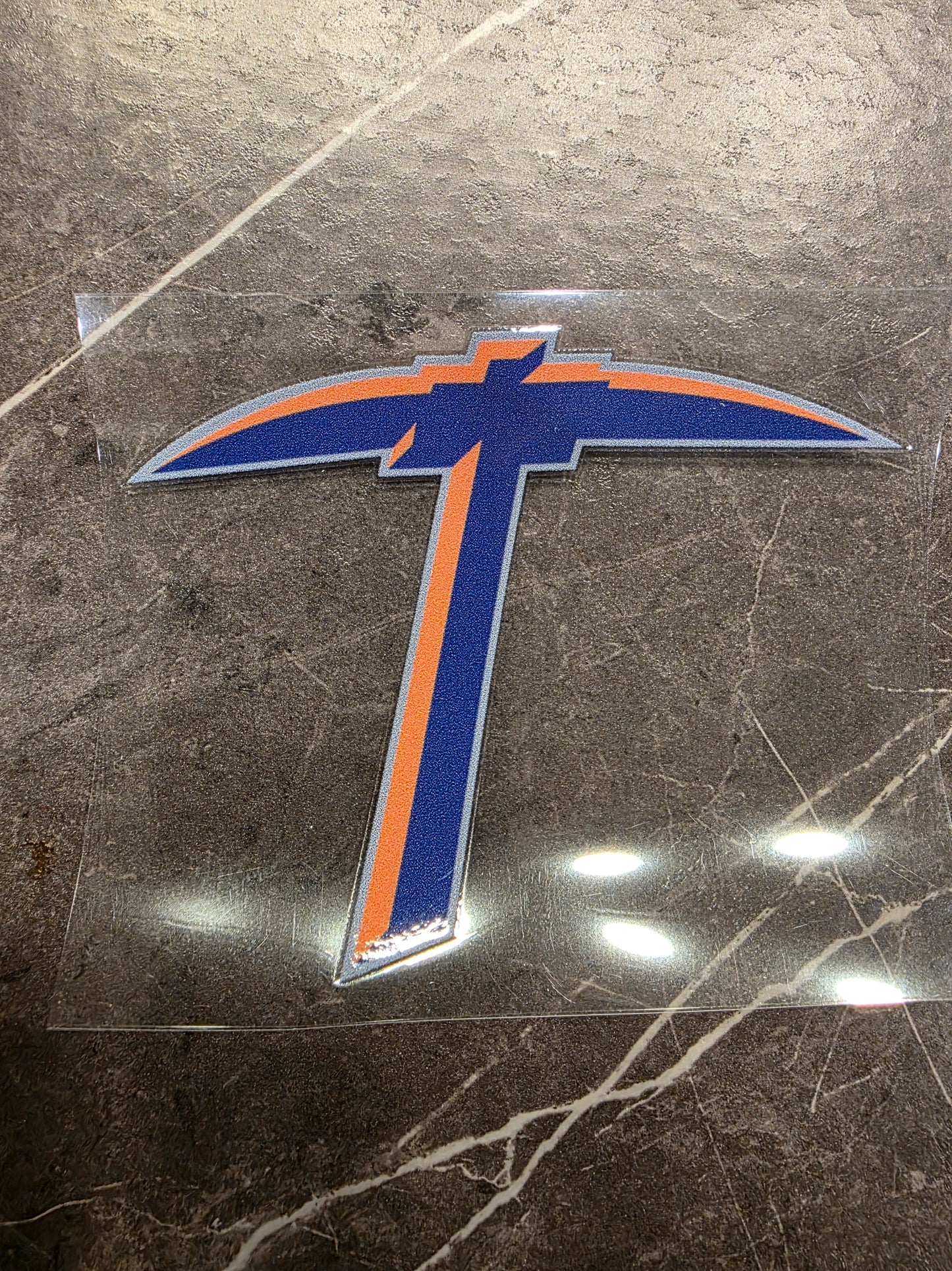 UTEP Miners Pickaxe Decal – Blue & Orange Logo | UV DTF Transfer