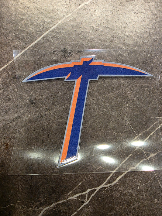UTEP Miners Pickaxe Decal – Blue & Orange Logo | UV DTF Transfer