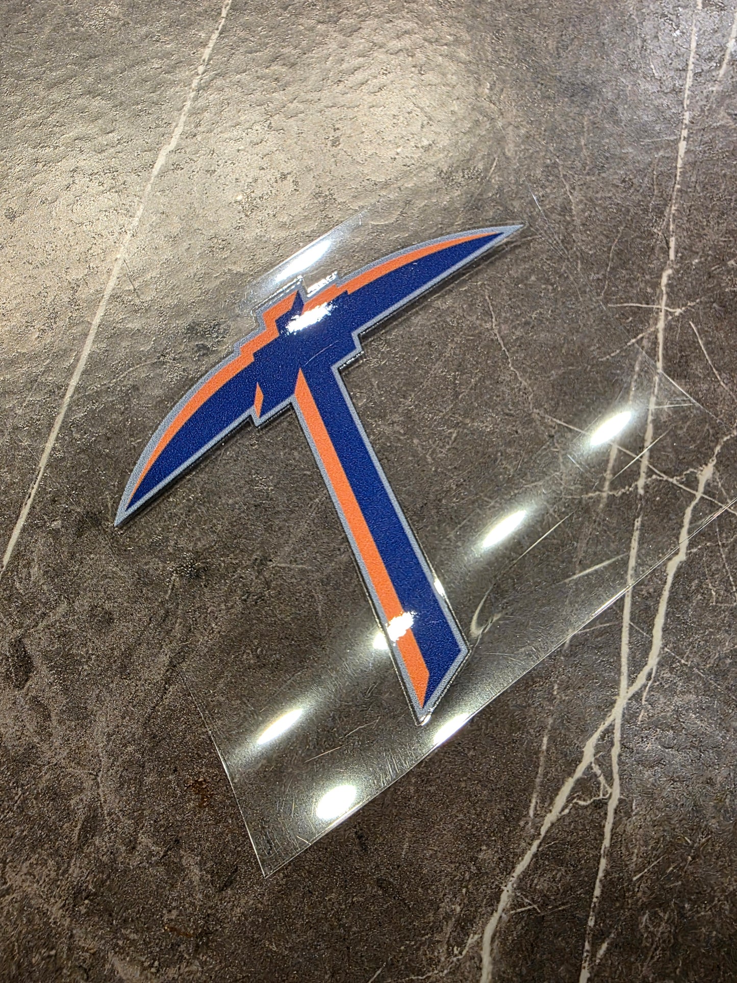 UTEP Miners Pickaxe Decal – Blue & Orange Logo | UV DTF Transfer