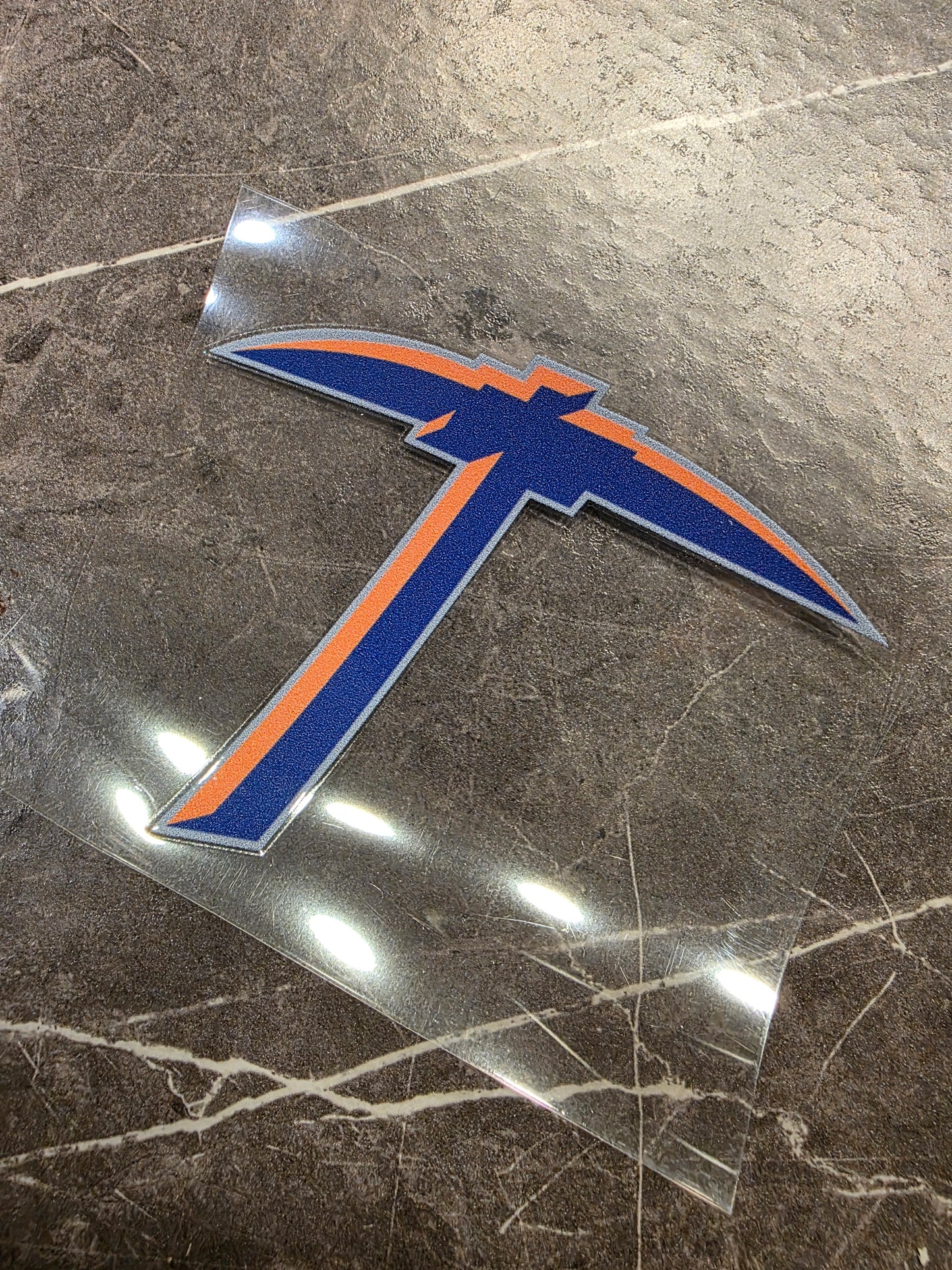 UTEP Miners Pickaxe Decal – Blue & Orange Logo | UV DTF Transfer