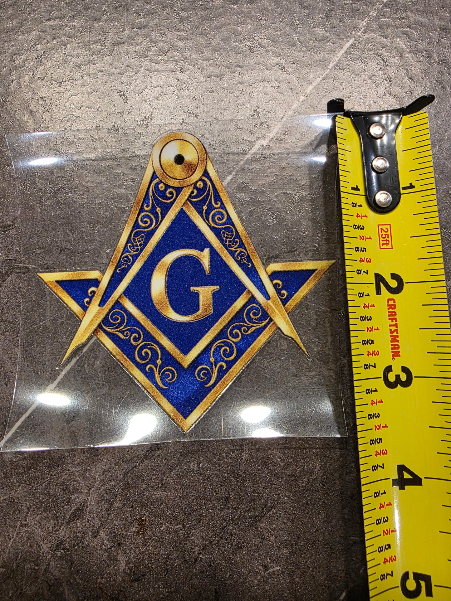 Masonic Square & Compass Decal – Gold & Blue Freemason Symbol | UV DTF Transfer