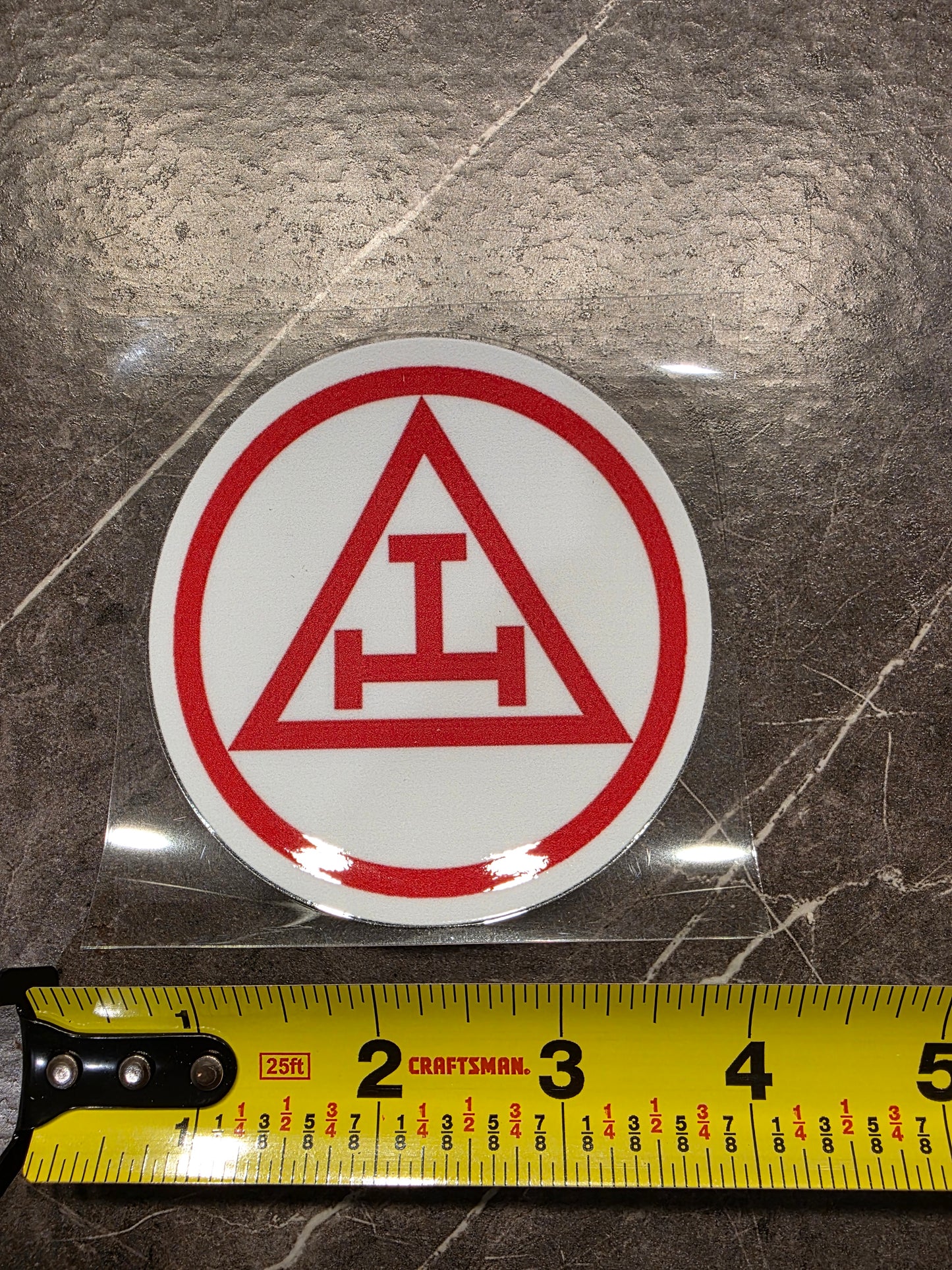 Royal Arch Masonic Decal – Triple Tau Symbol in Red | UV DTF Transfer
