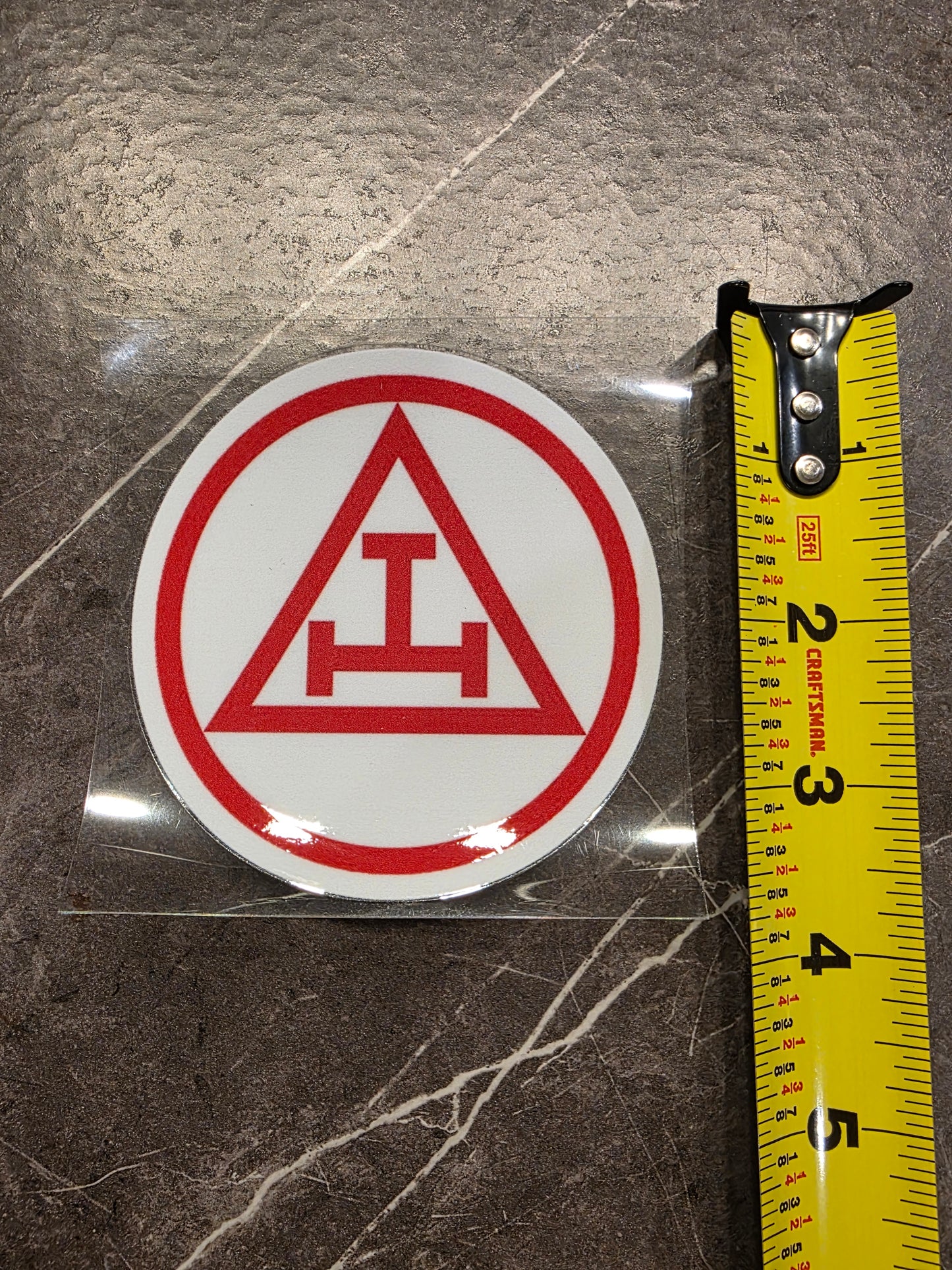 Royal Arch Masonic Decal – Triple Tau Symbol in Red | UV DTF Transfer