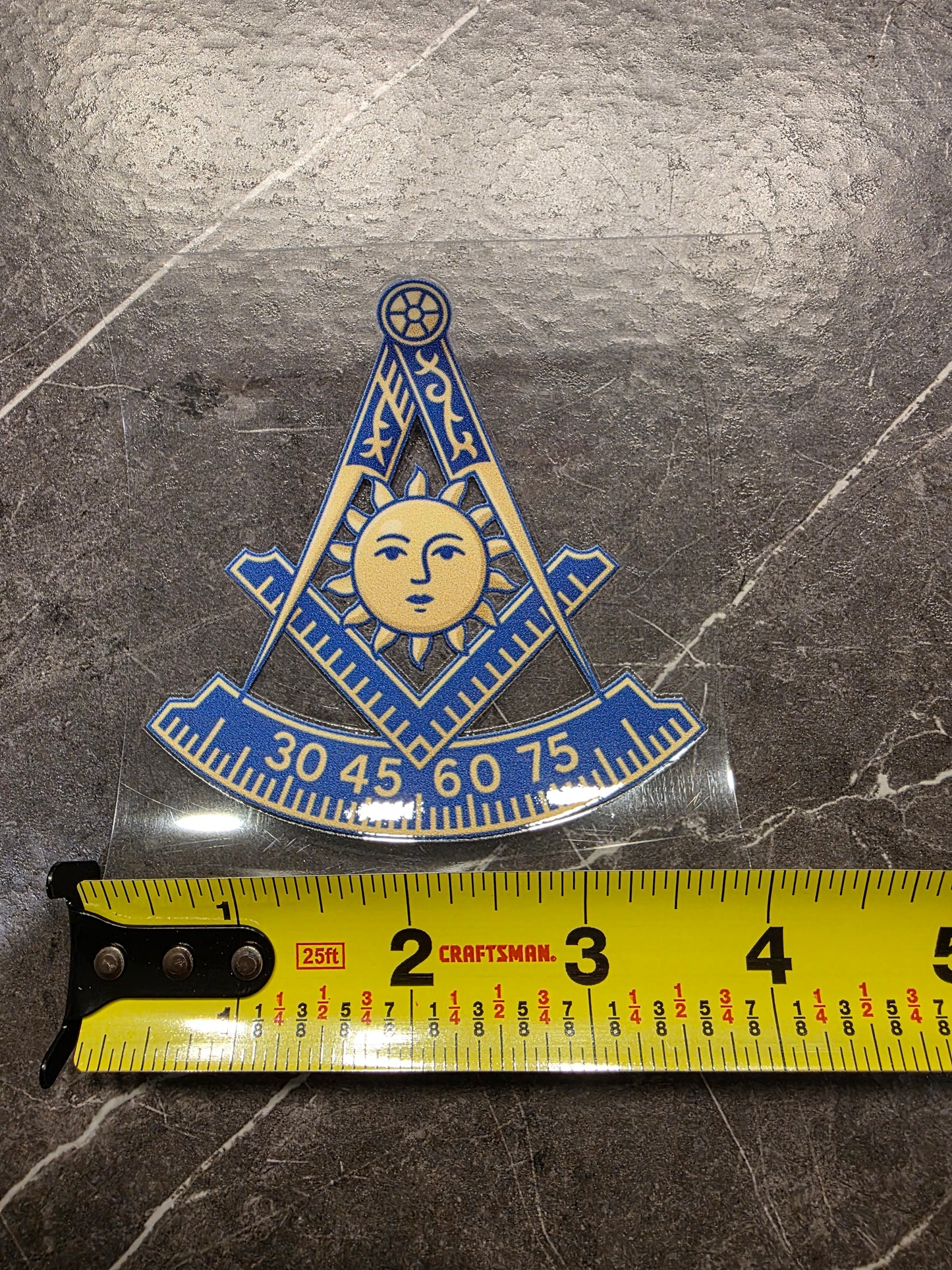 Past Master Masonic Decal – Sunburst Blue & Gold Symbol | UV DTF Transfer