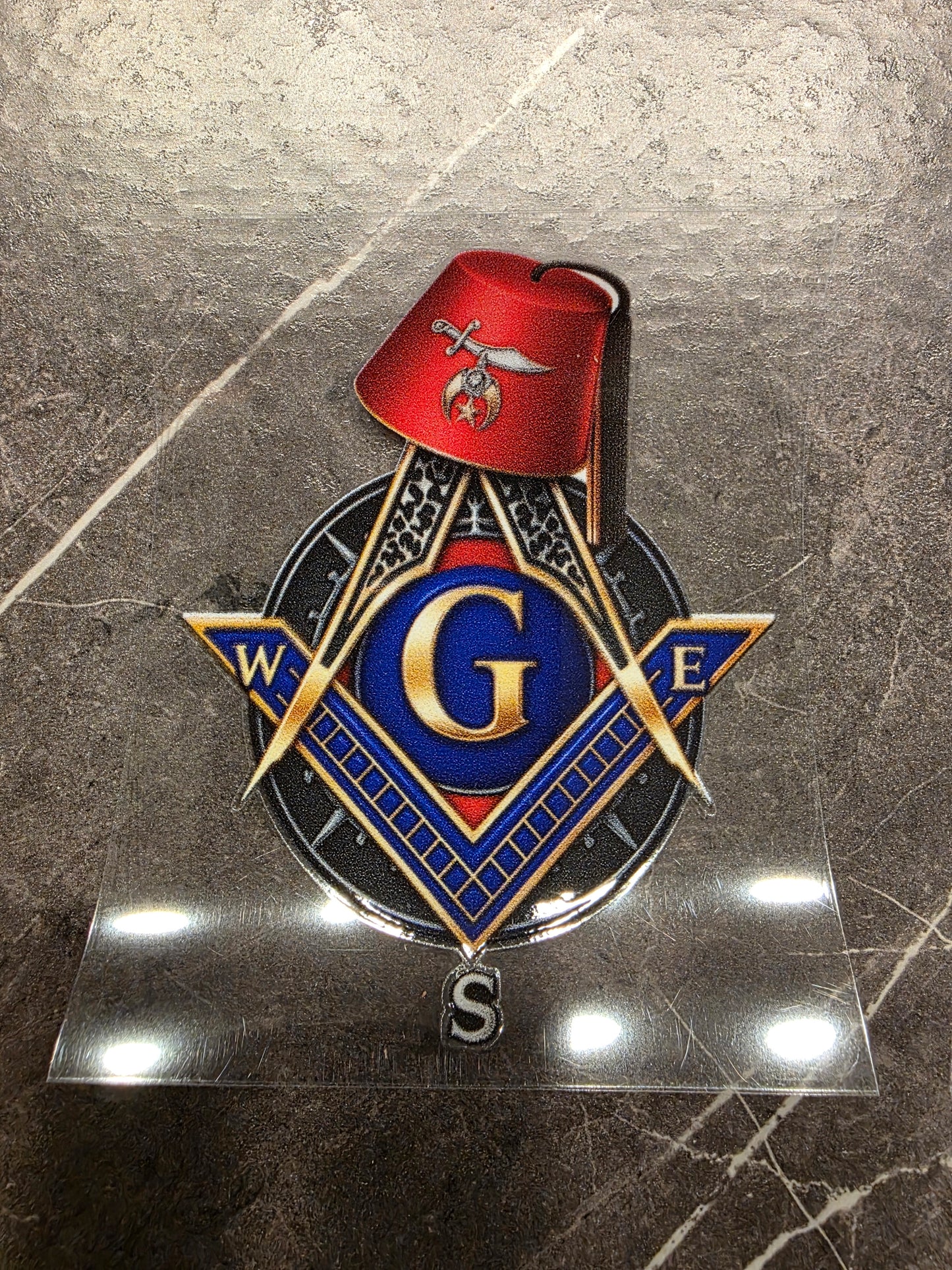 Masonic Shriner Decal – Square & Compass with Red Fez | UV DTF Transfer