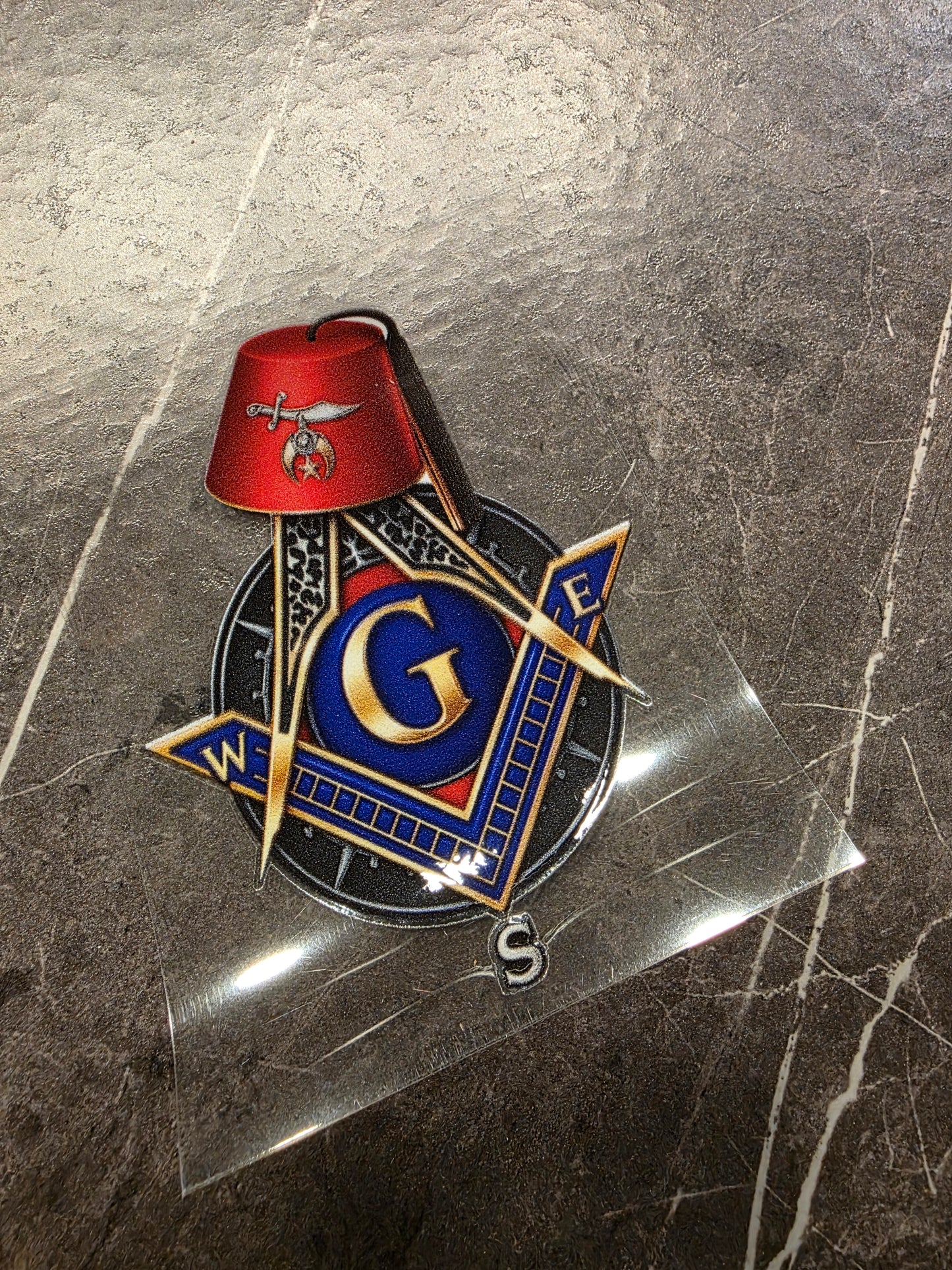 Masonic Shriner Decal – Square & Compass with Red Fez | UV DTF Transfer