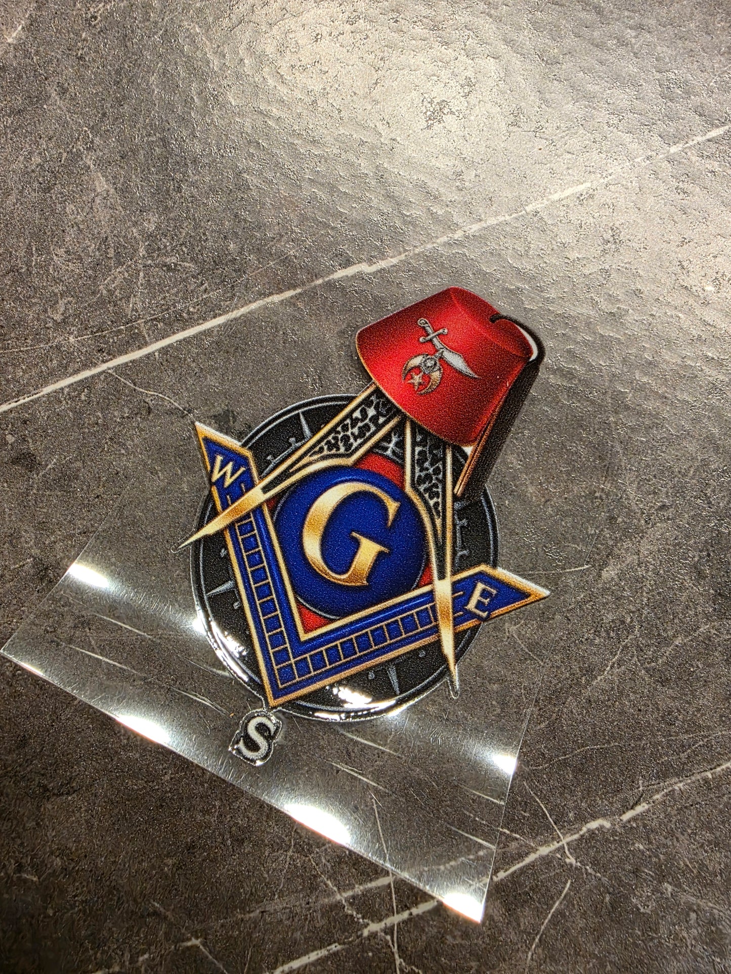 Masonic Shriner Decal – Square & Compass with Red Fez | UV DTF Transfer