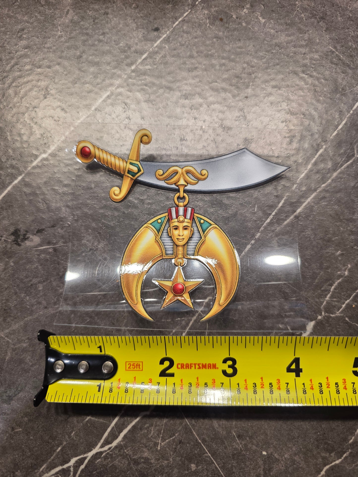 Shriner Crescent & Scimitar Decal – Gold Shrine Emblem | UV DTF Transfer