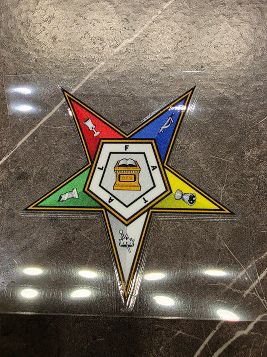 OES & Square & Compass Decal – Eastern Star with Masonic Symbol | UV DTF Transfer