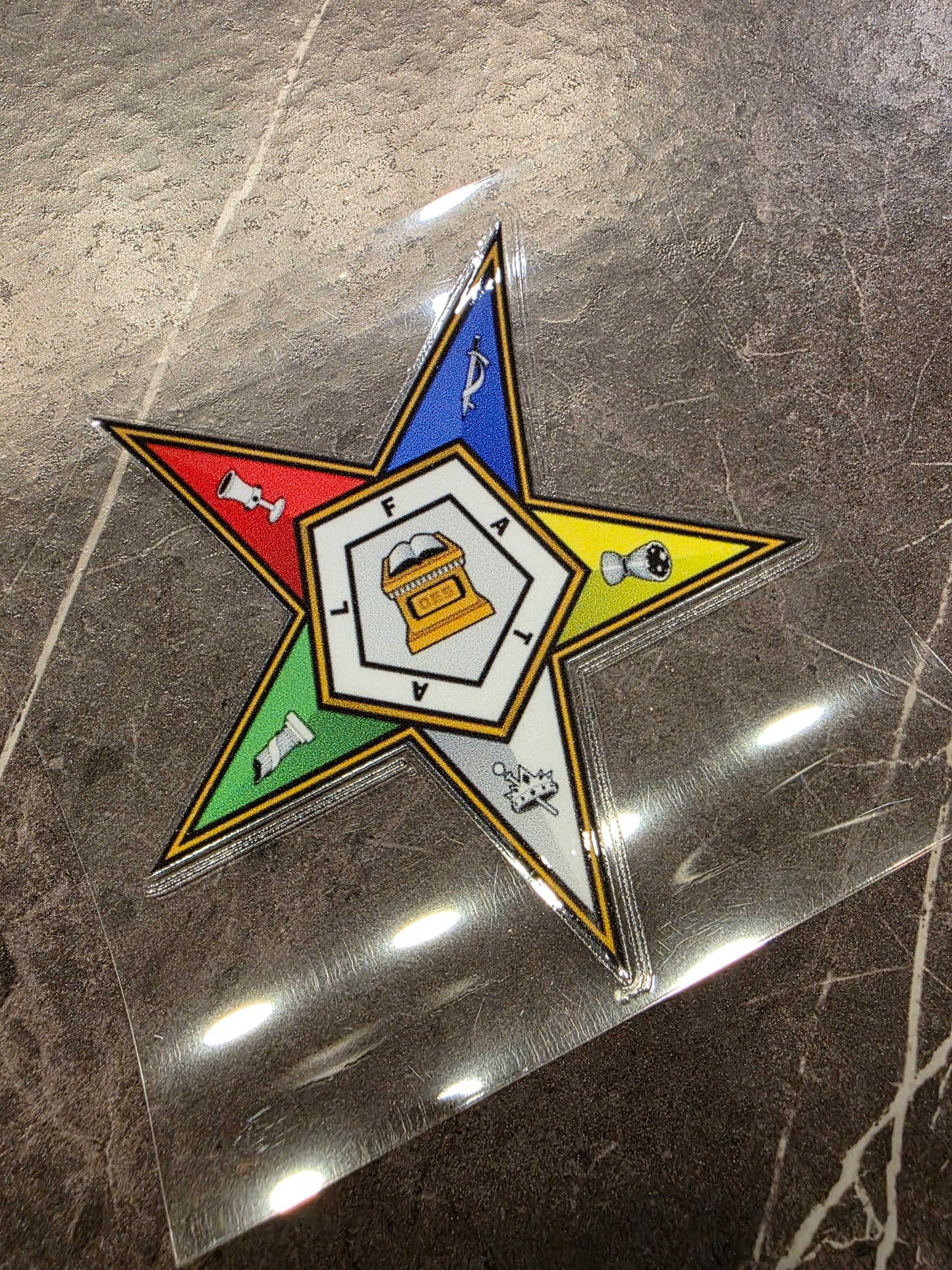 OES & Square & Compass Decal – Eastern Star with Masonic Symbol | UV DTF Transfer