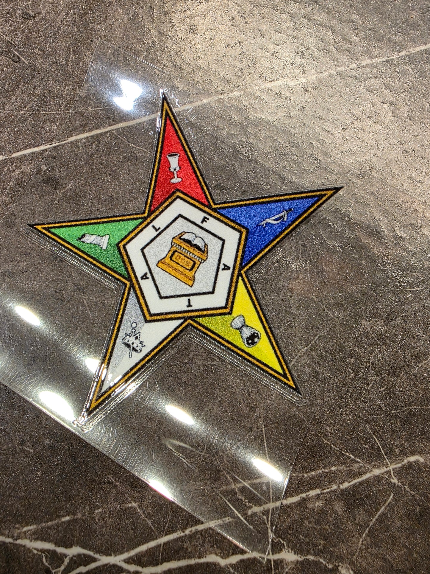 OES & Square & Compass Decal – Eastern Star with Masonic Symbol | UV DTF Transfer