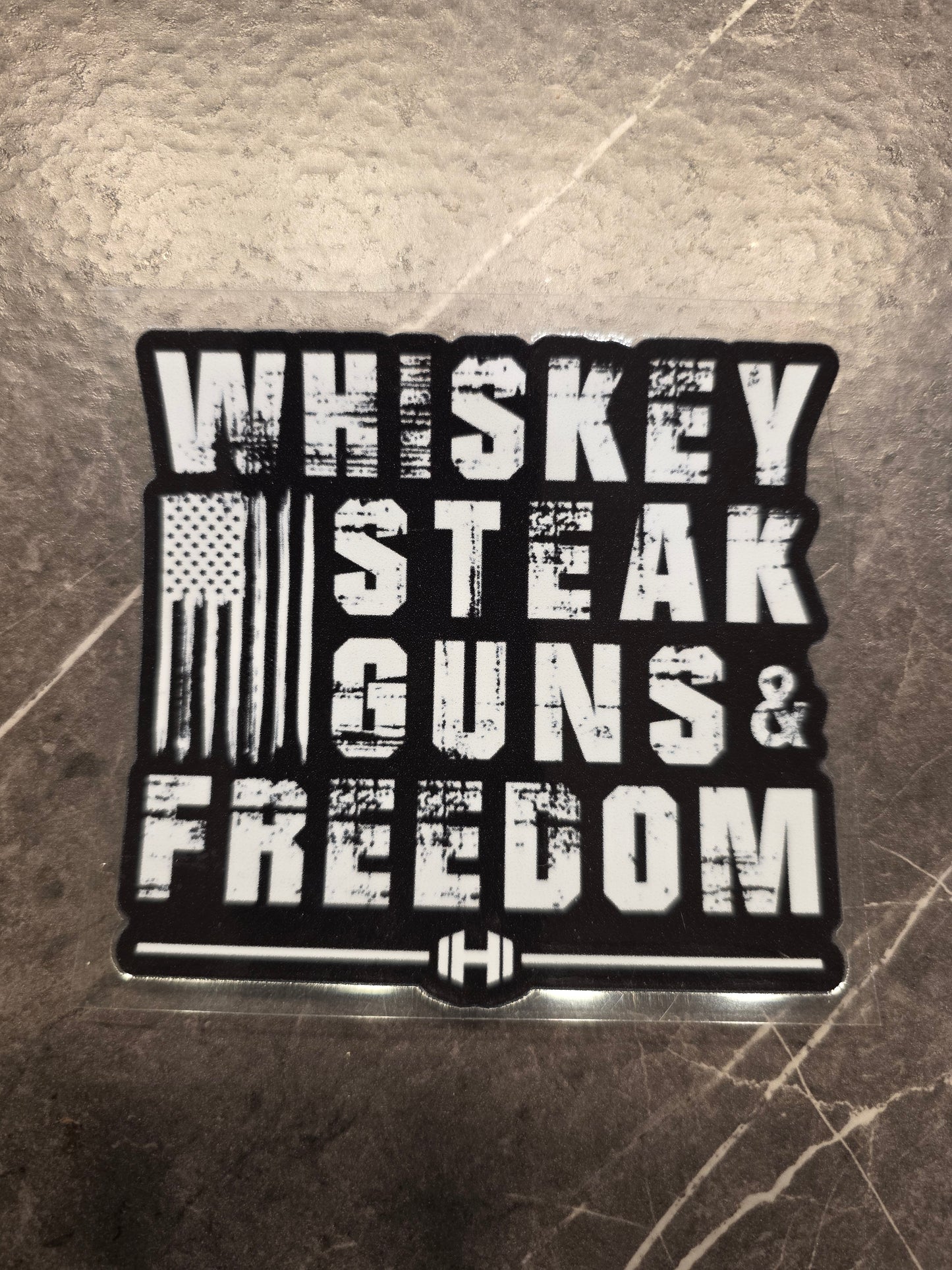 Whiskey Steak Guns & Freedom Decal – Patriotic UV DTF Sticker