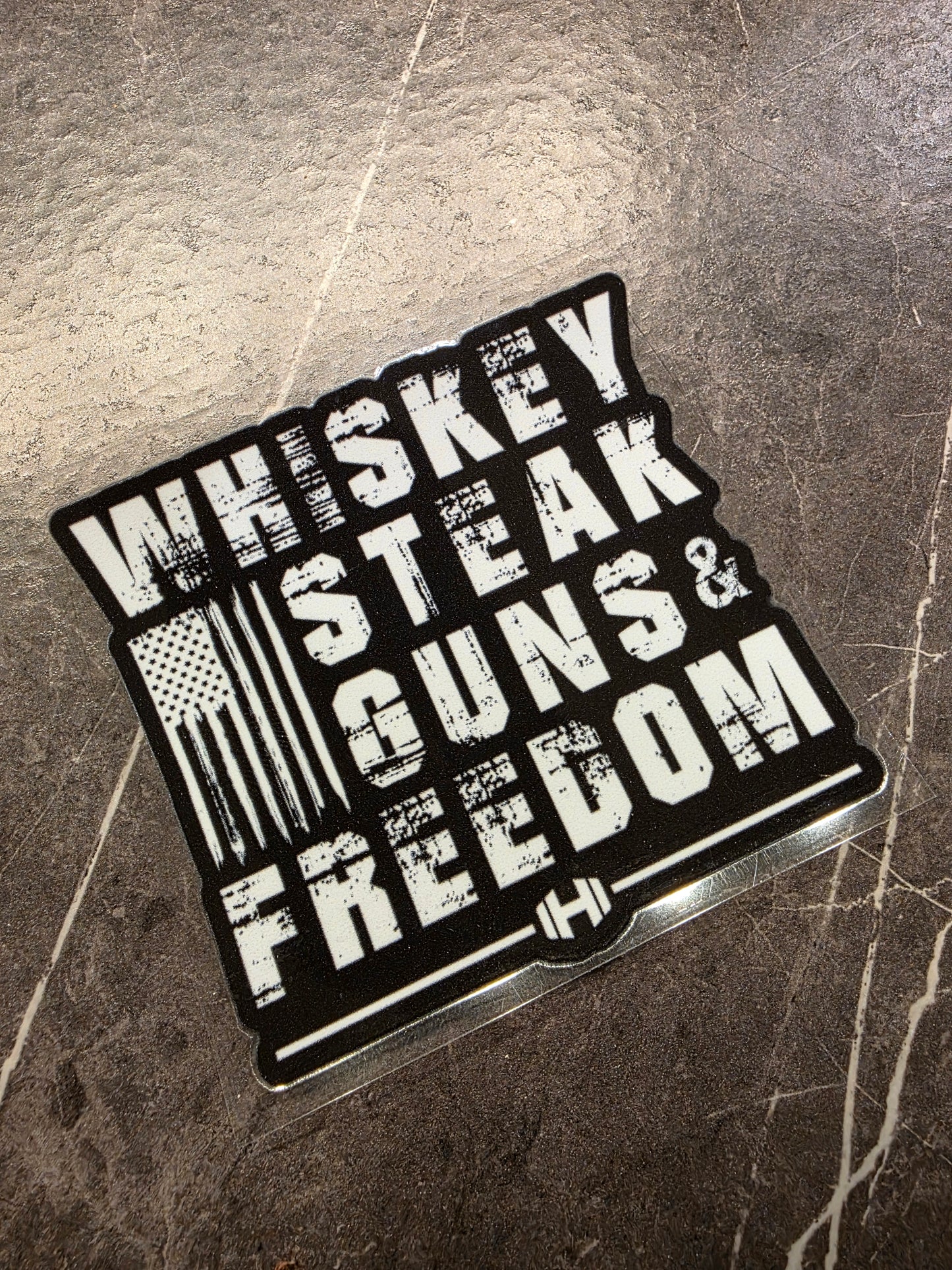 Whiskey Steak Guns & Freedom Decal – Patriotic UV DTF Sticker