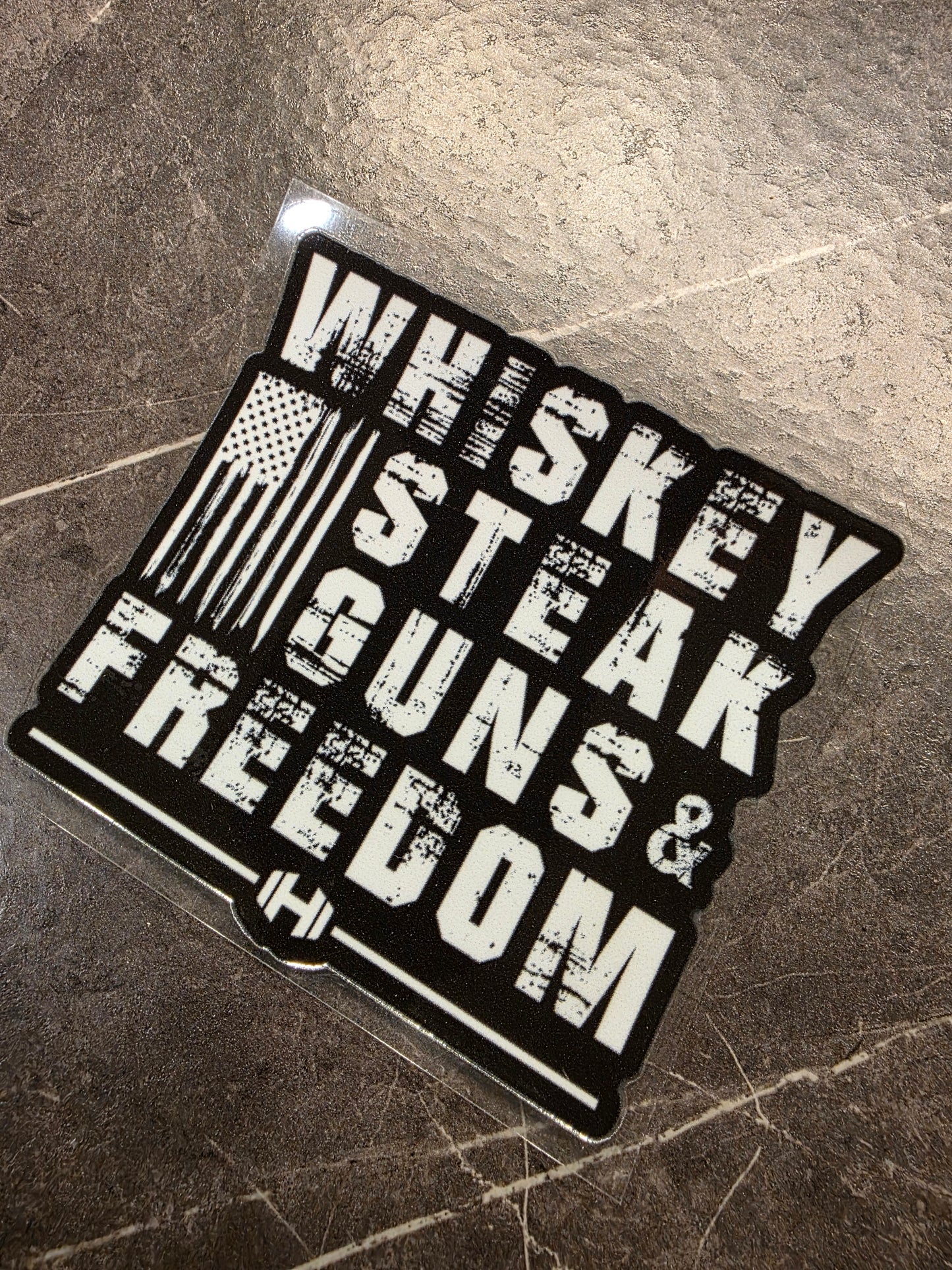 Whiskey Steak Guns & Freedom Decal – Patriotic UV DTF Sticker