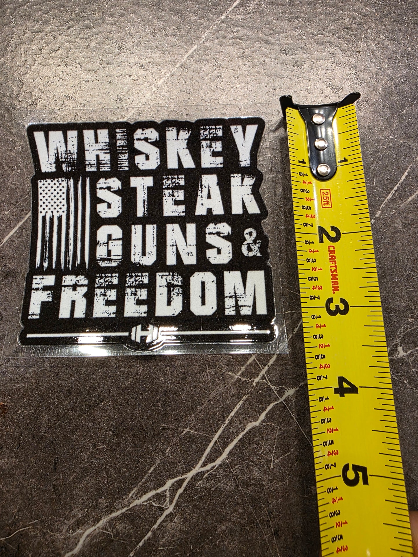 Whiskey Steak Guns & Freedom Decal – Patriotic UV DTF Sticker