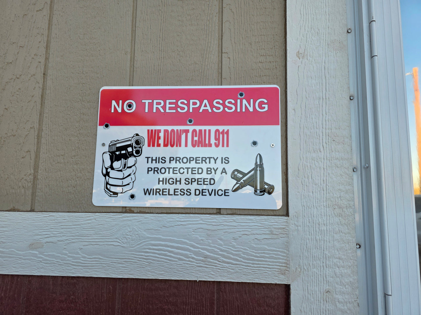 No Trespassing Sign – We Don’t Call 911 Funny Warning Sign | Gun Owner Property Sign | Outdoor Acrylic Security Sign