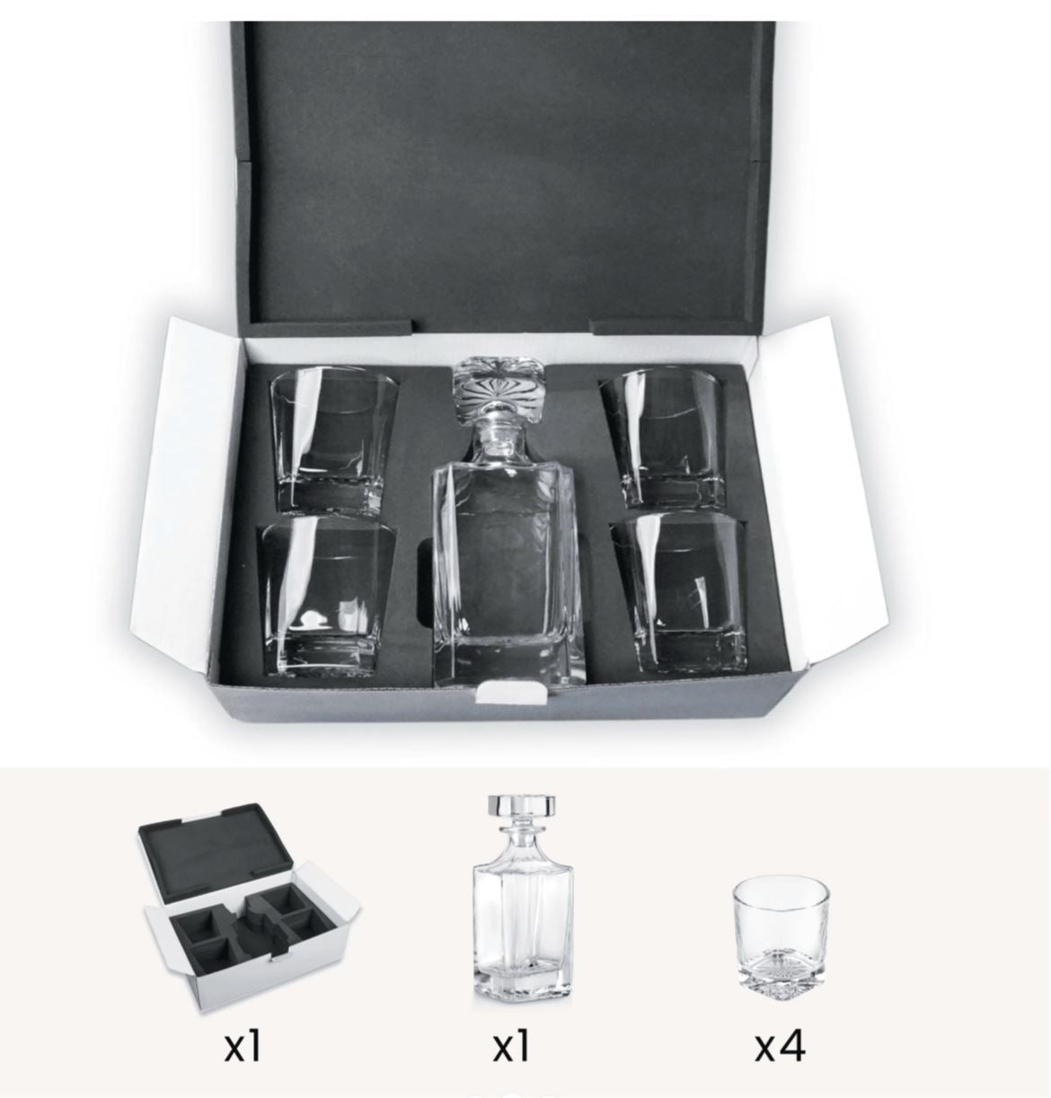 Whiskey Decanter Set 2Pc and 4Pc